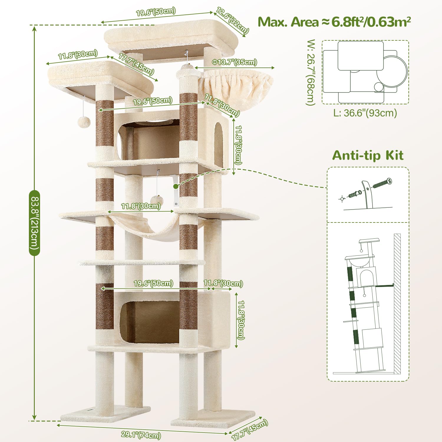 Globlazer XXL cat tree plush-fabric image showing cozy, easy-to-clean surface.