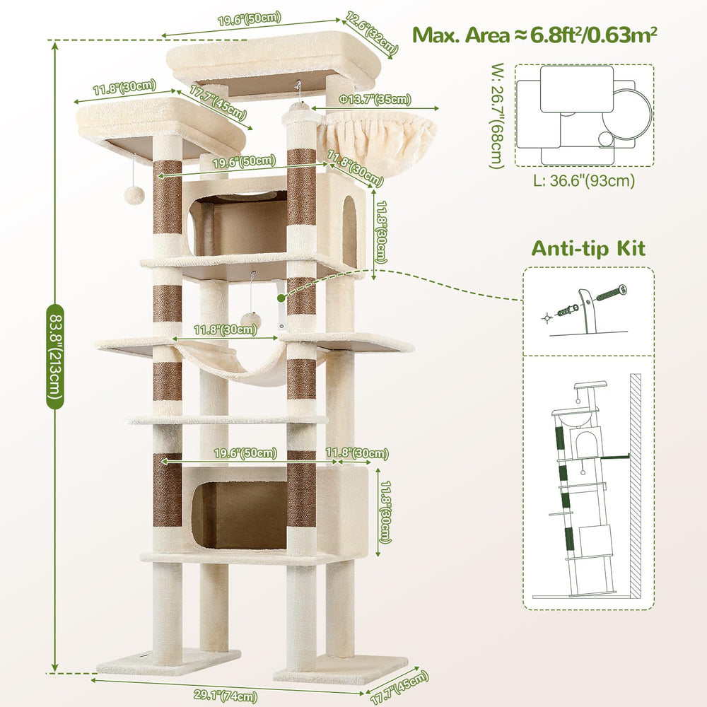 Globlazer XXL cat tree plush-fabric image showing cozy, easy-to-clean surface.