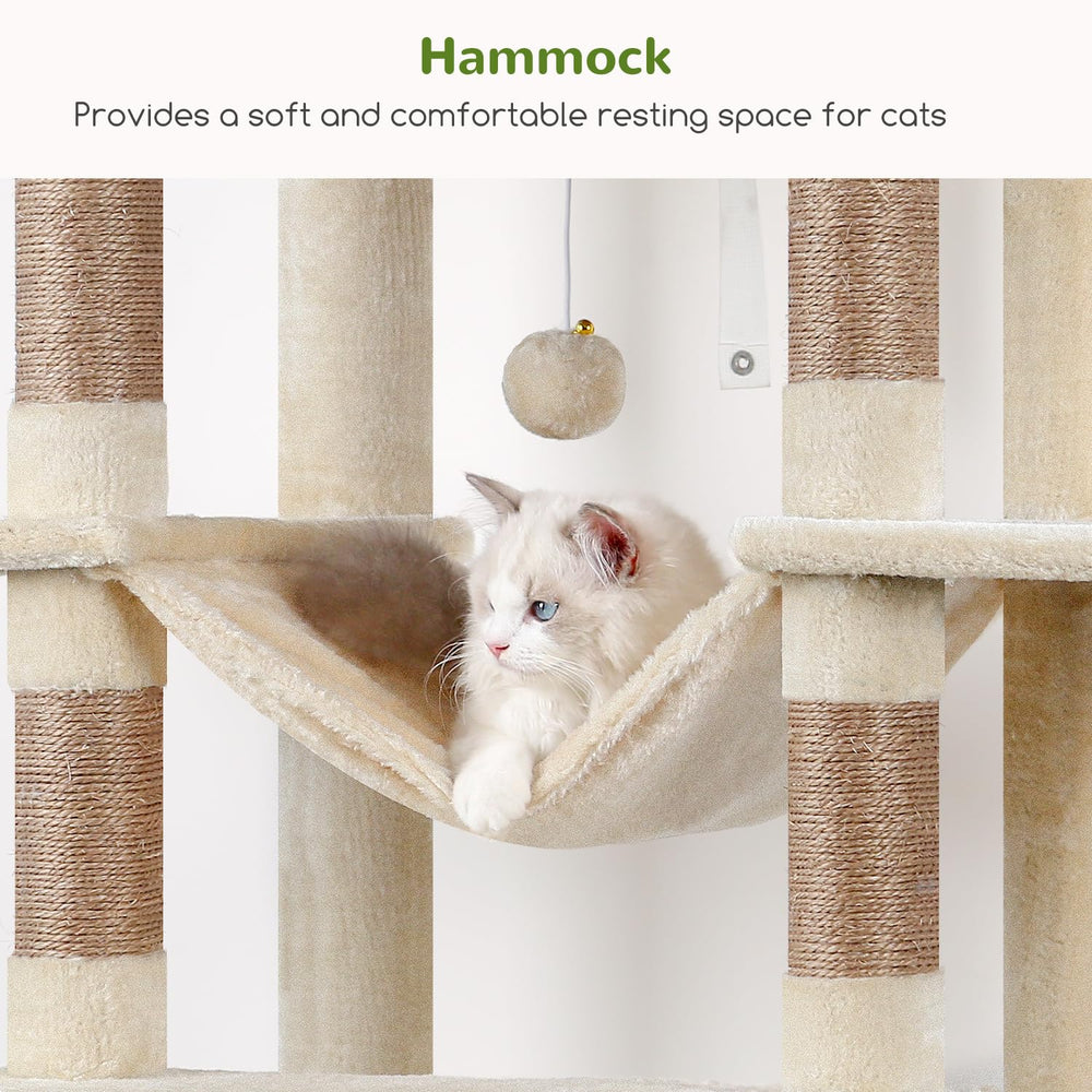 Globlazer XXL cat tree sisal-posts image highlighting durable scratching zones.