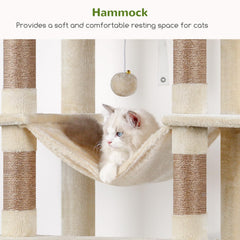 Globlazer XXL cat tree sisal-posts image highlighting durable scratching zones.
