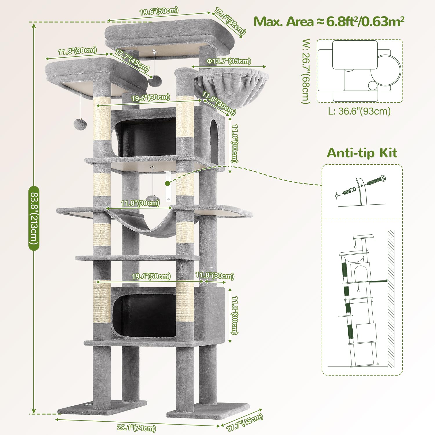 Globlazer XXL cat tree wide base supports active indoor cats safely.