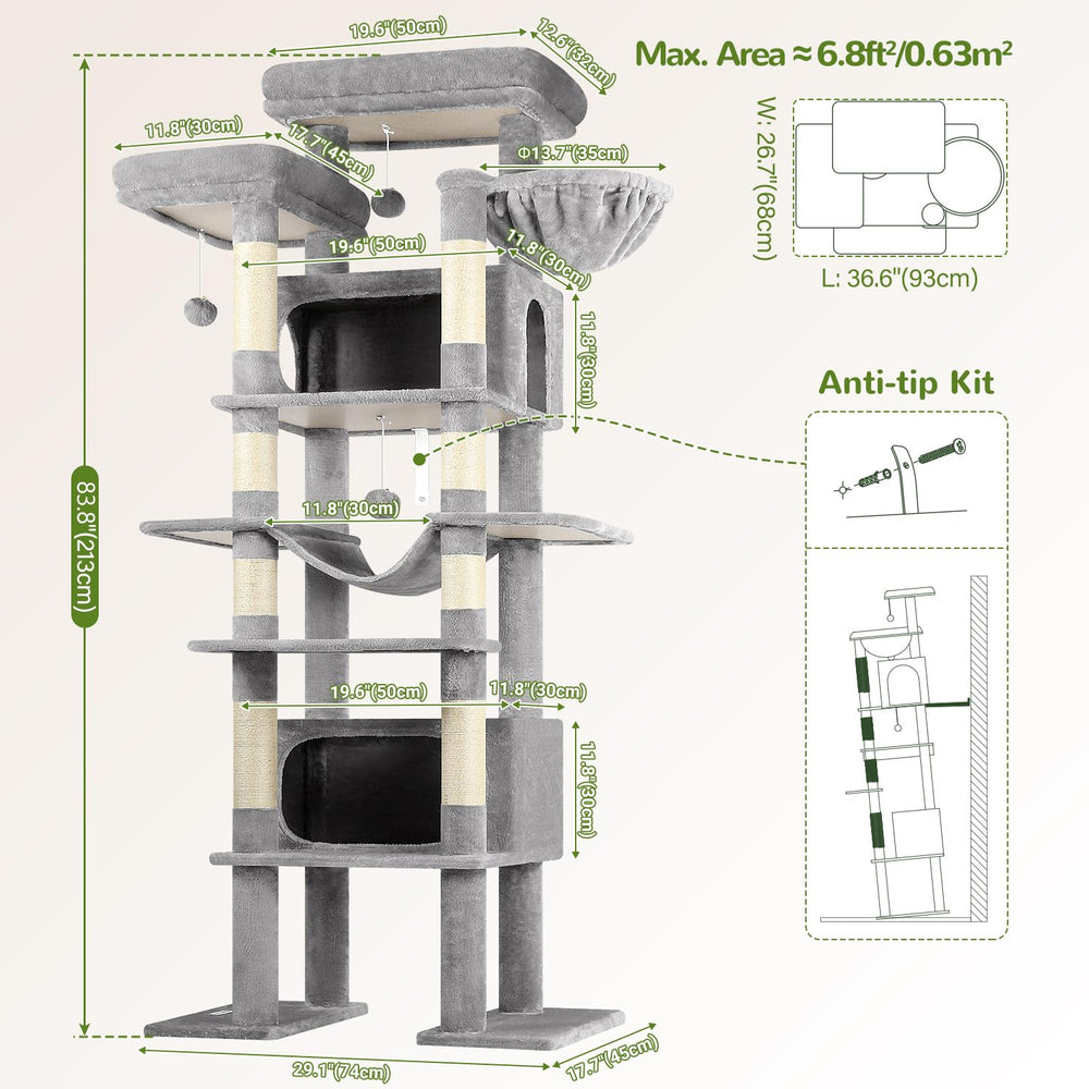 Globlazer XXL cat tree wide base supports active indoor cats safely.