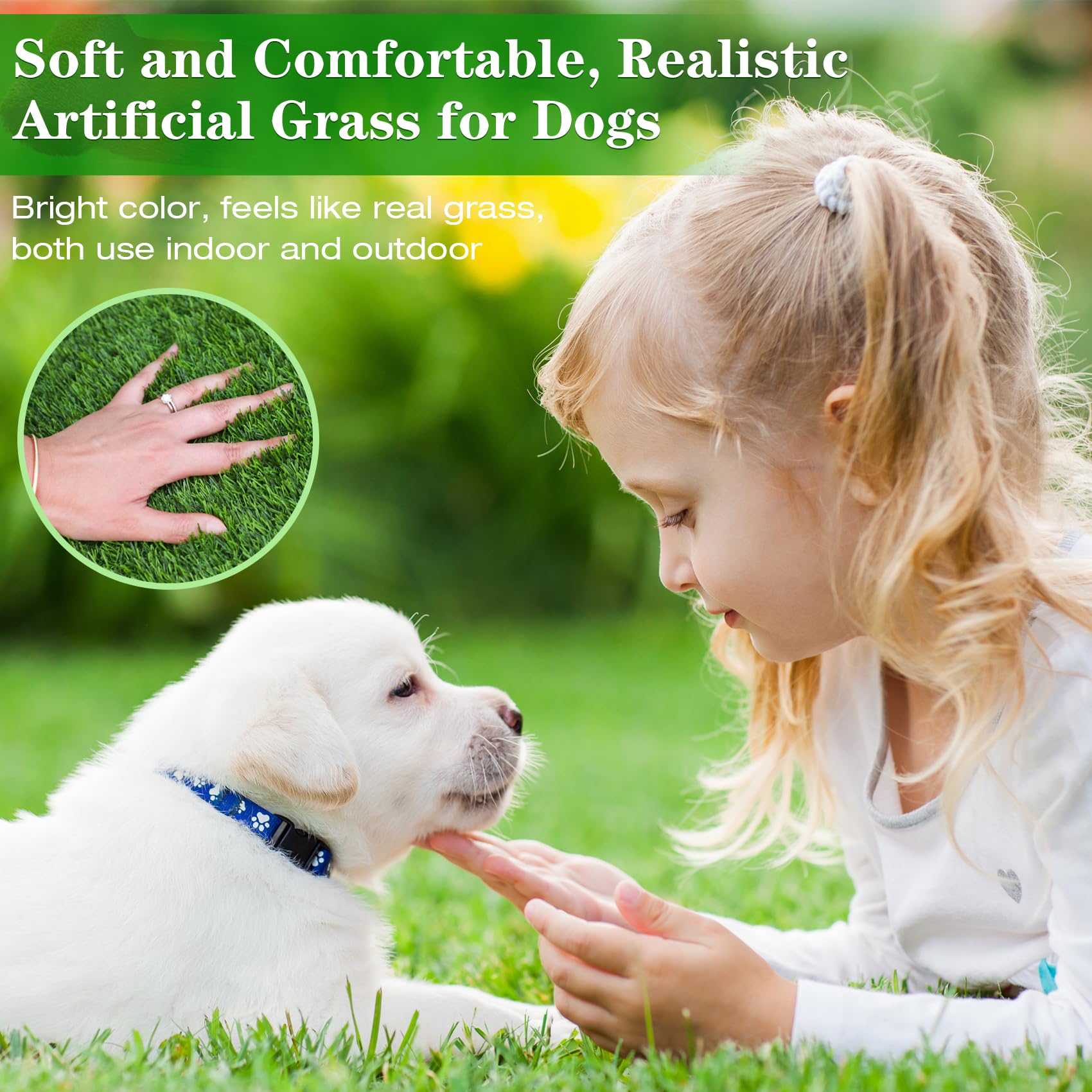 Globreen artificial grass for dogs with realistic texture for versatile use.