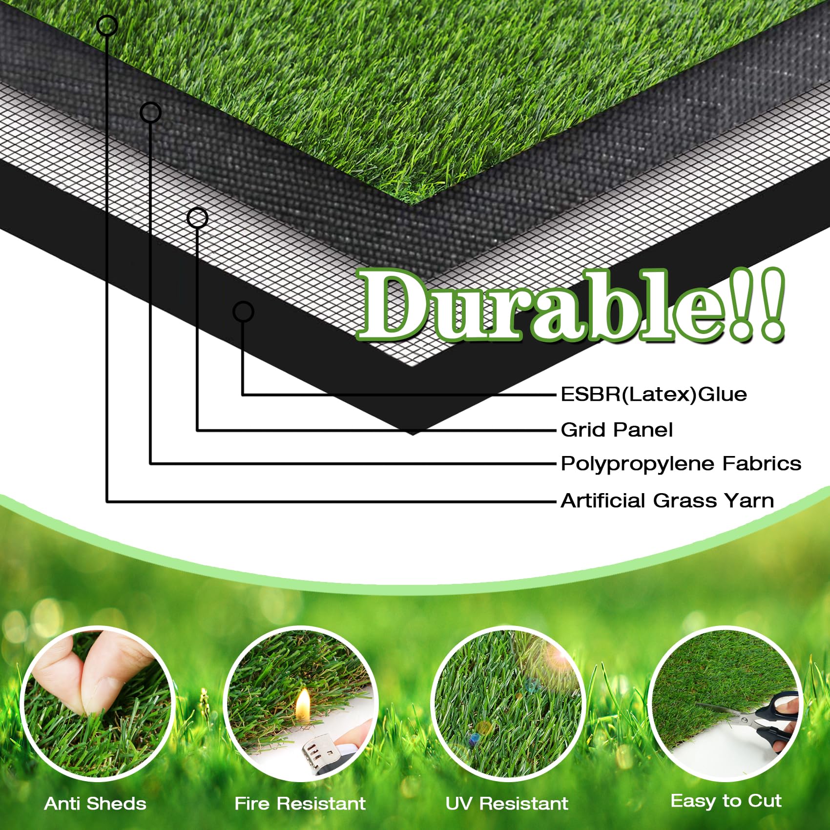 Globreen dog grass pad shows drainage hole for easy washing after use.