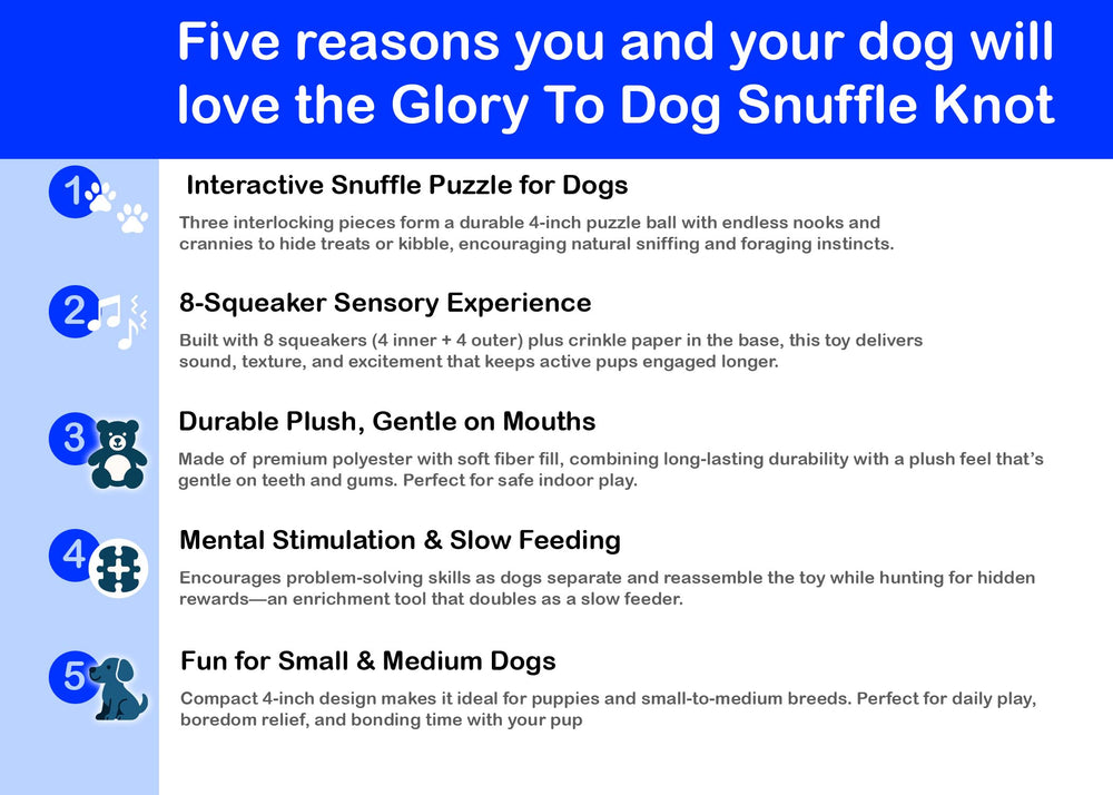 Glory To Dog Blue Snuffle Knot crinkle base detail highlighting tactile stimuli during play