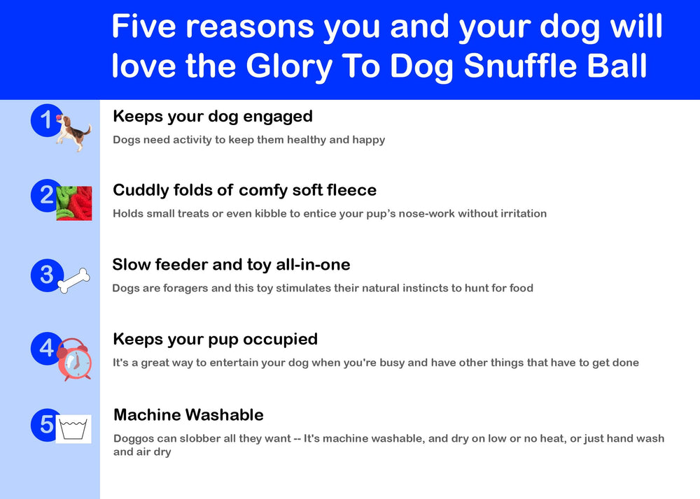 Glory To Dog Snuffle Ball variable-depth design adding challenge for noses.