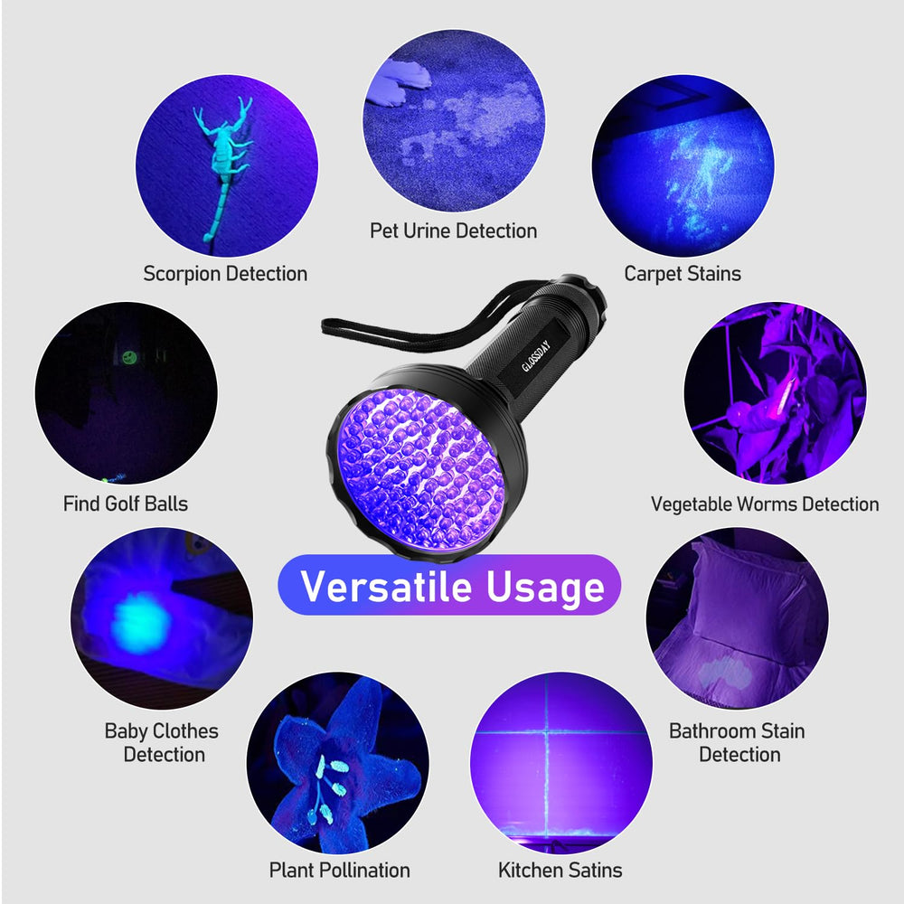 GLOSSDAY Linterna UV detecta manchas de aceite y humedad en superficies.