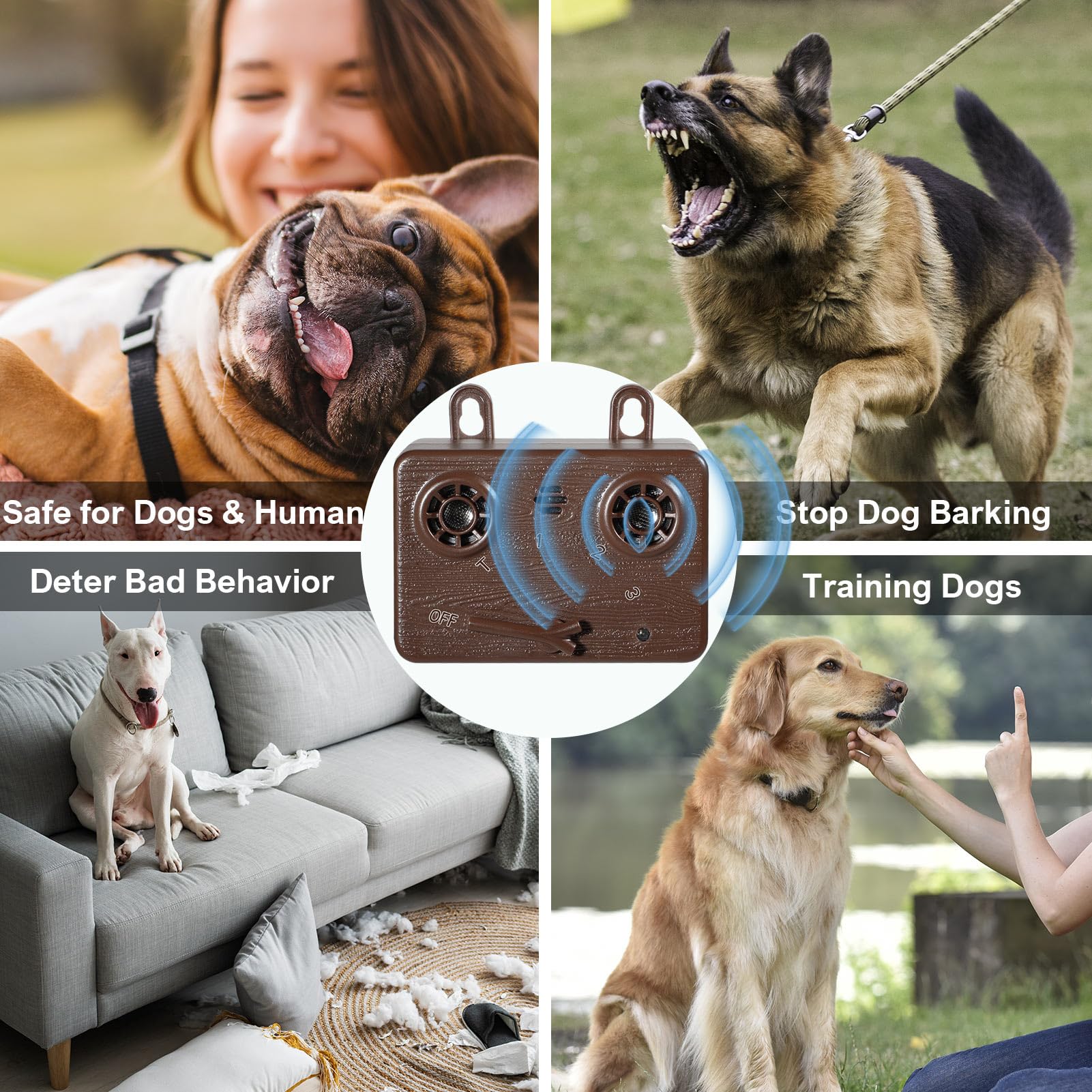 GlossyEnd IPX4 Waterproof Bark Silencer used outdoors in rain or mist without performance loss.