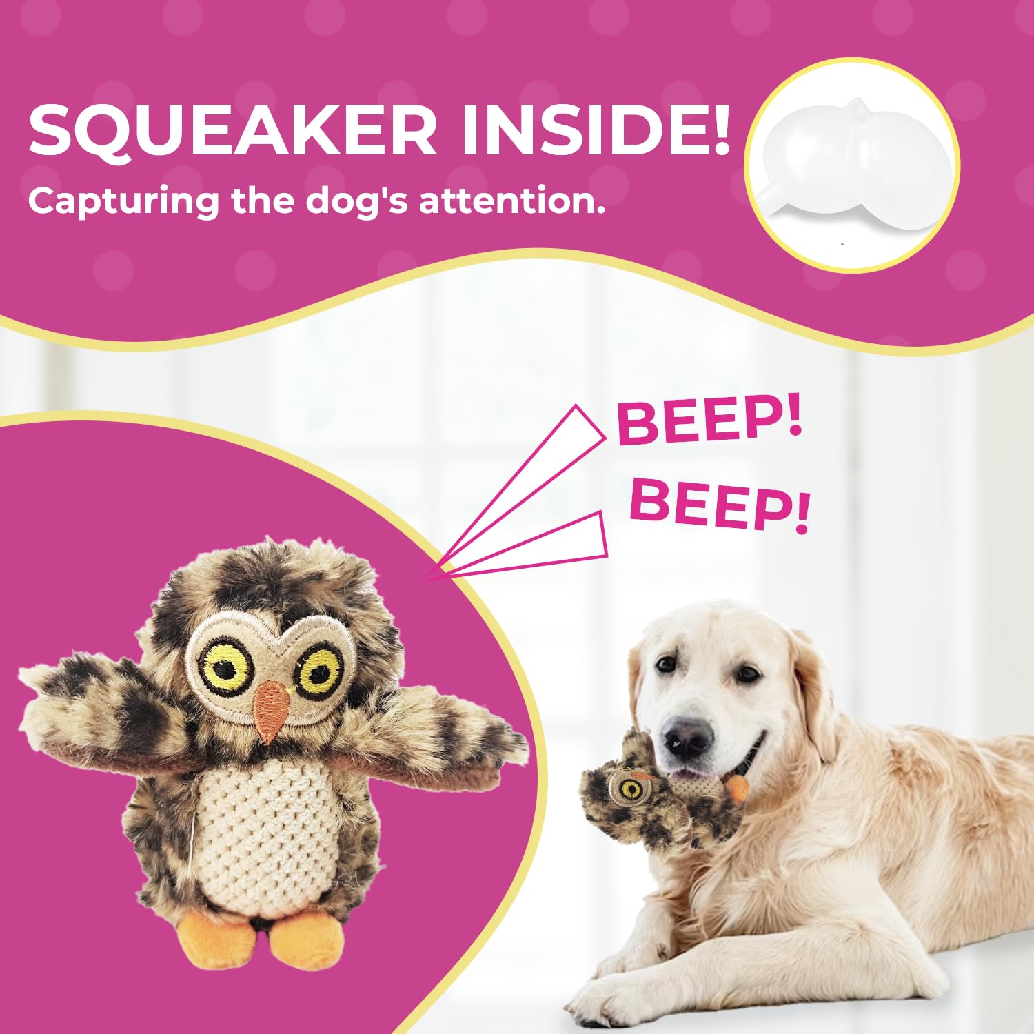 Glow Pups replacement owl toy pack ready for extended fetch and chew.