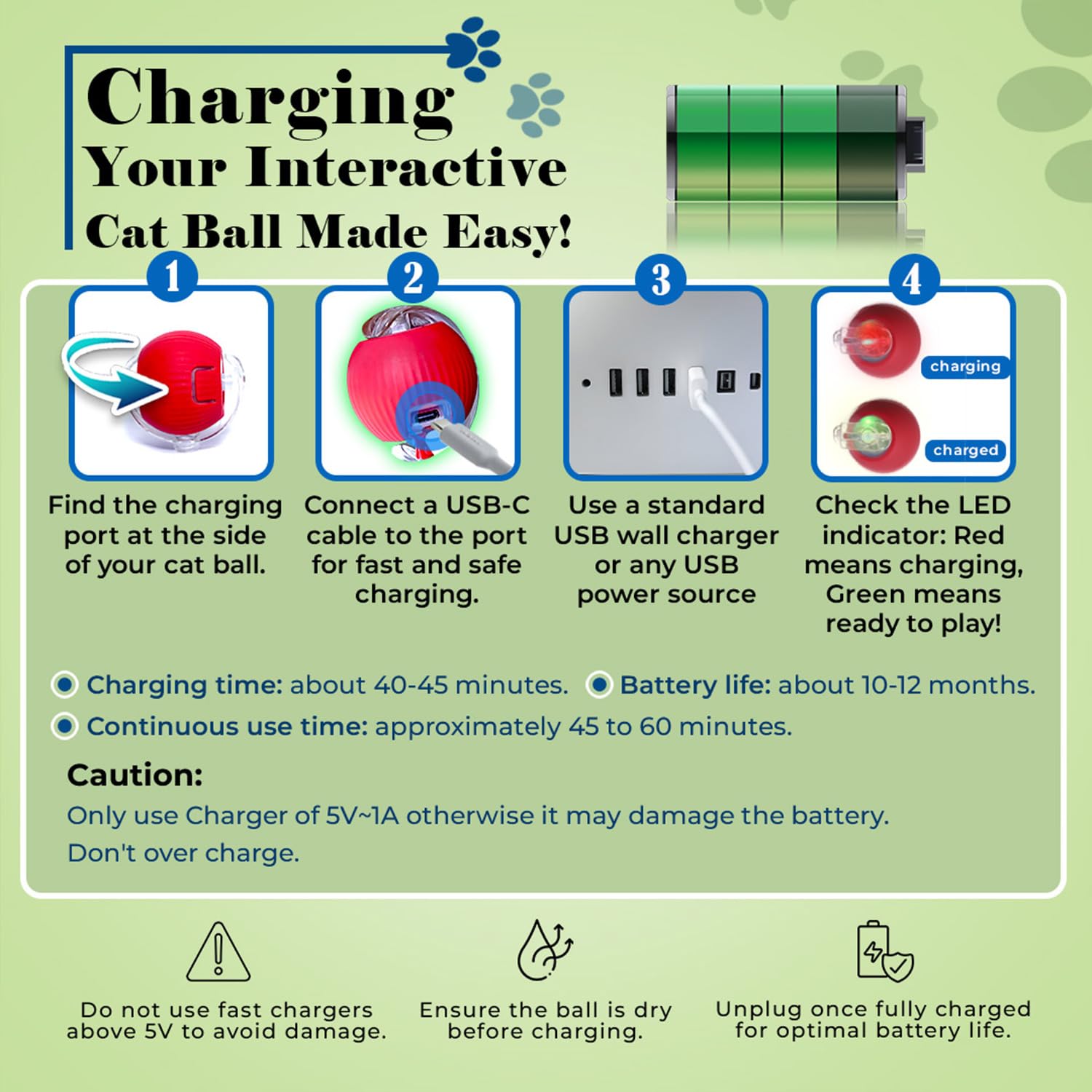 GlowPounce charging indicator shows battery status for reliable daily use.