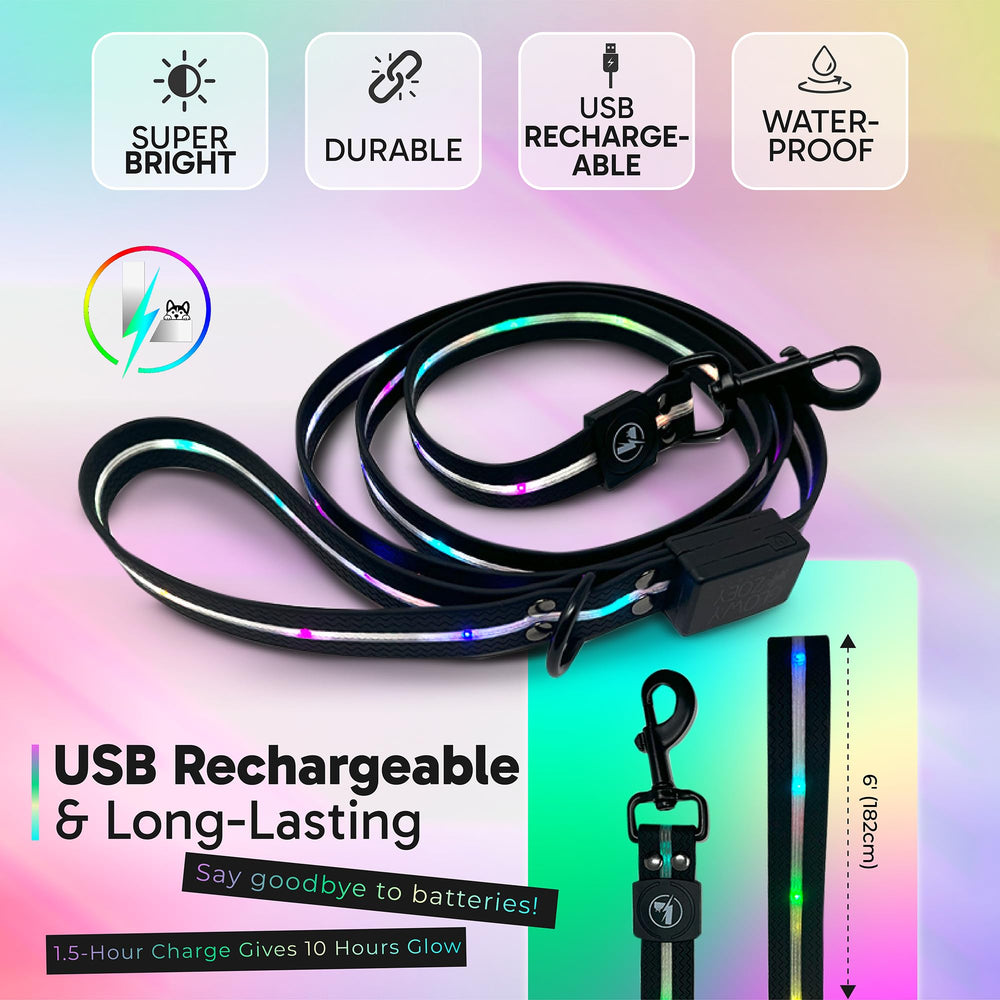 Luminoid LED leash demonstrates six-foot length for comfortable control