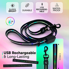 Luminoid LED leash demonstrates six-foot length for comfortable control