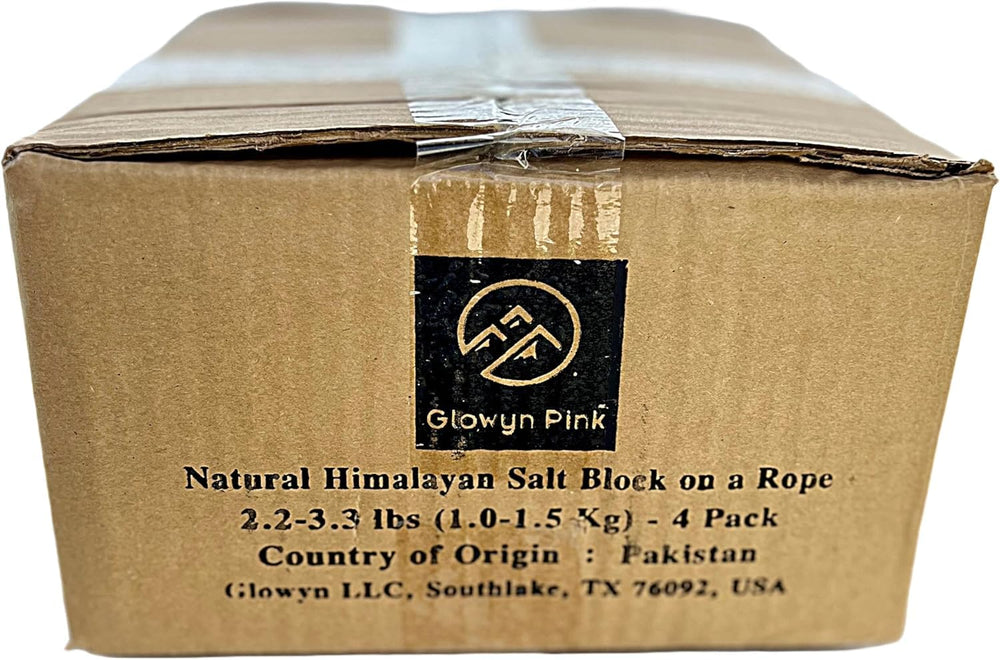 Glowyn Pink Himalayan salt block shelf display highlighting natural minerals