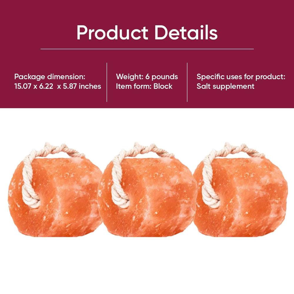 Natural Glowyn Pink salt block with rope in feed area