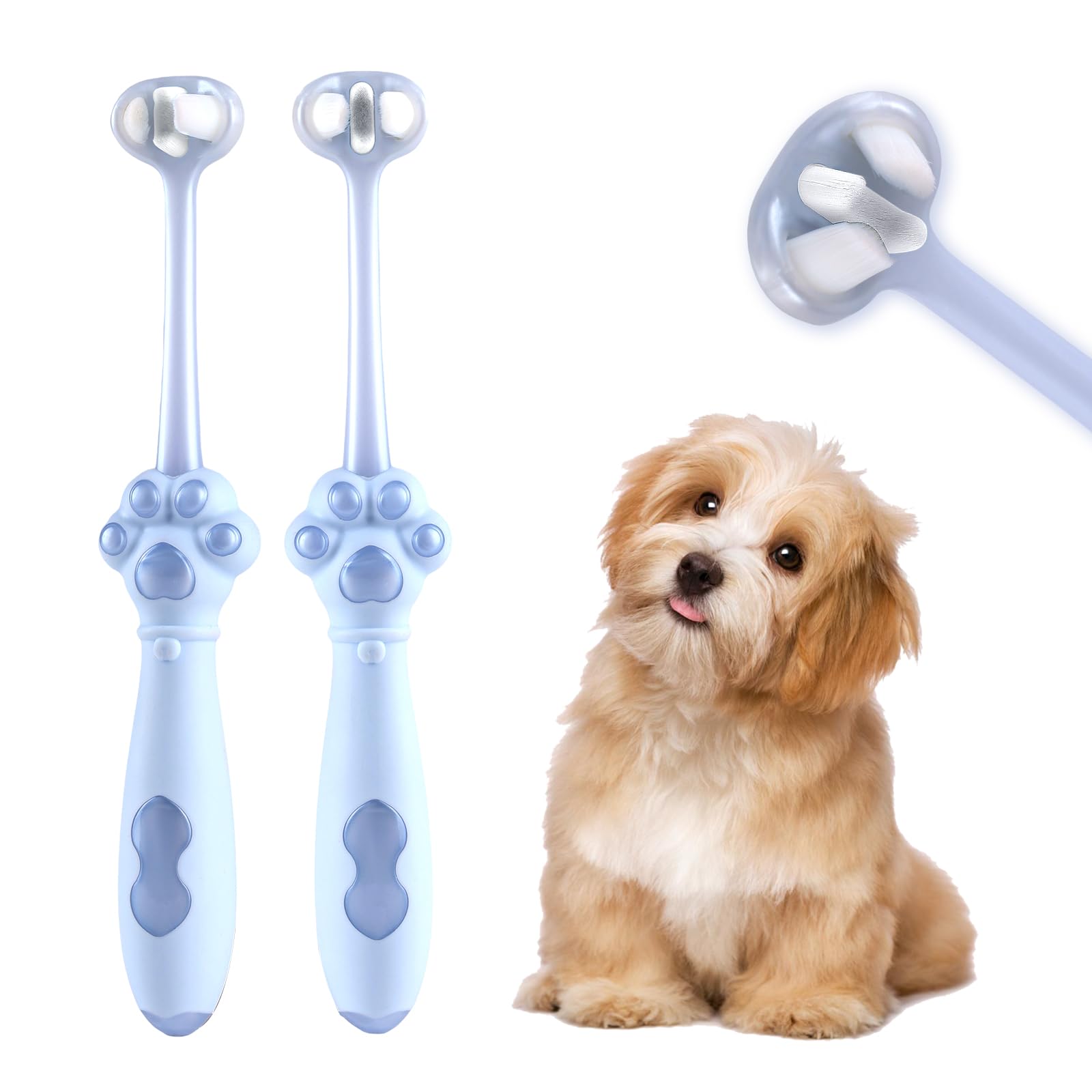 Gluckelk 2-pack toothbrush package shows 3-sided design for efficient cleaning.