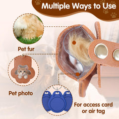 GLYVIAN cat memory bag charm with leather finish—portable keepsake