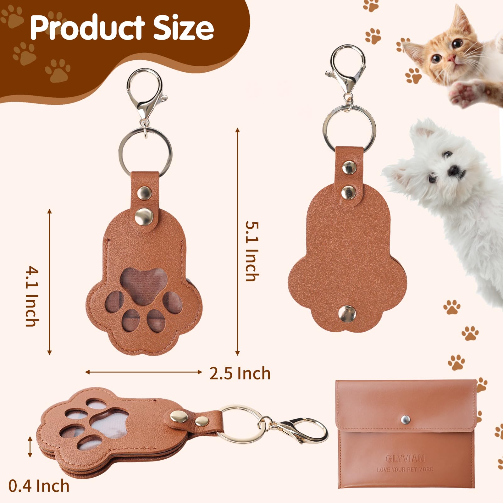 GLYVIAN leather pet keepsake keychain—easy fur insertion