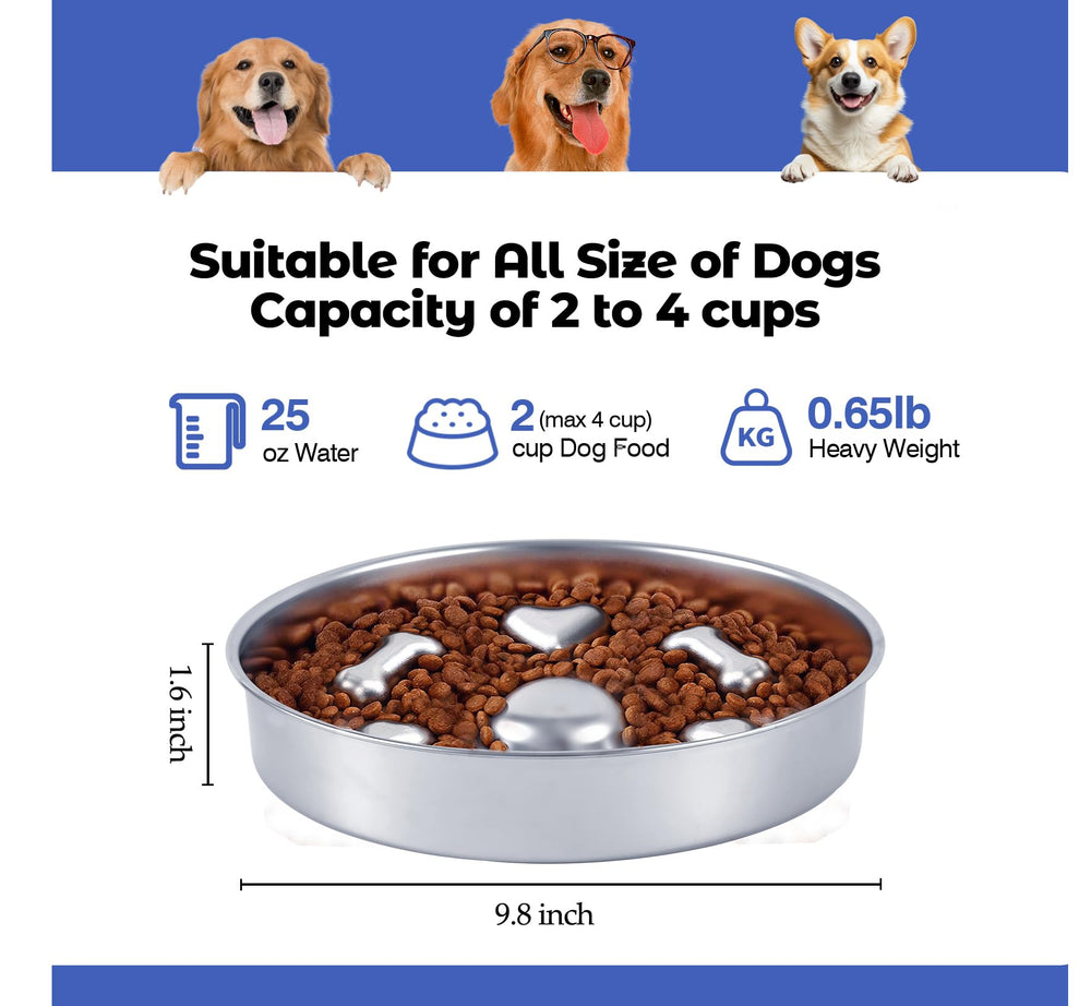 GLYVIAN stainless steel dog bowl with non-slip base for stable meals