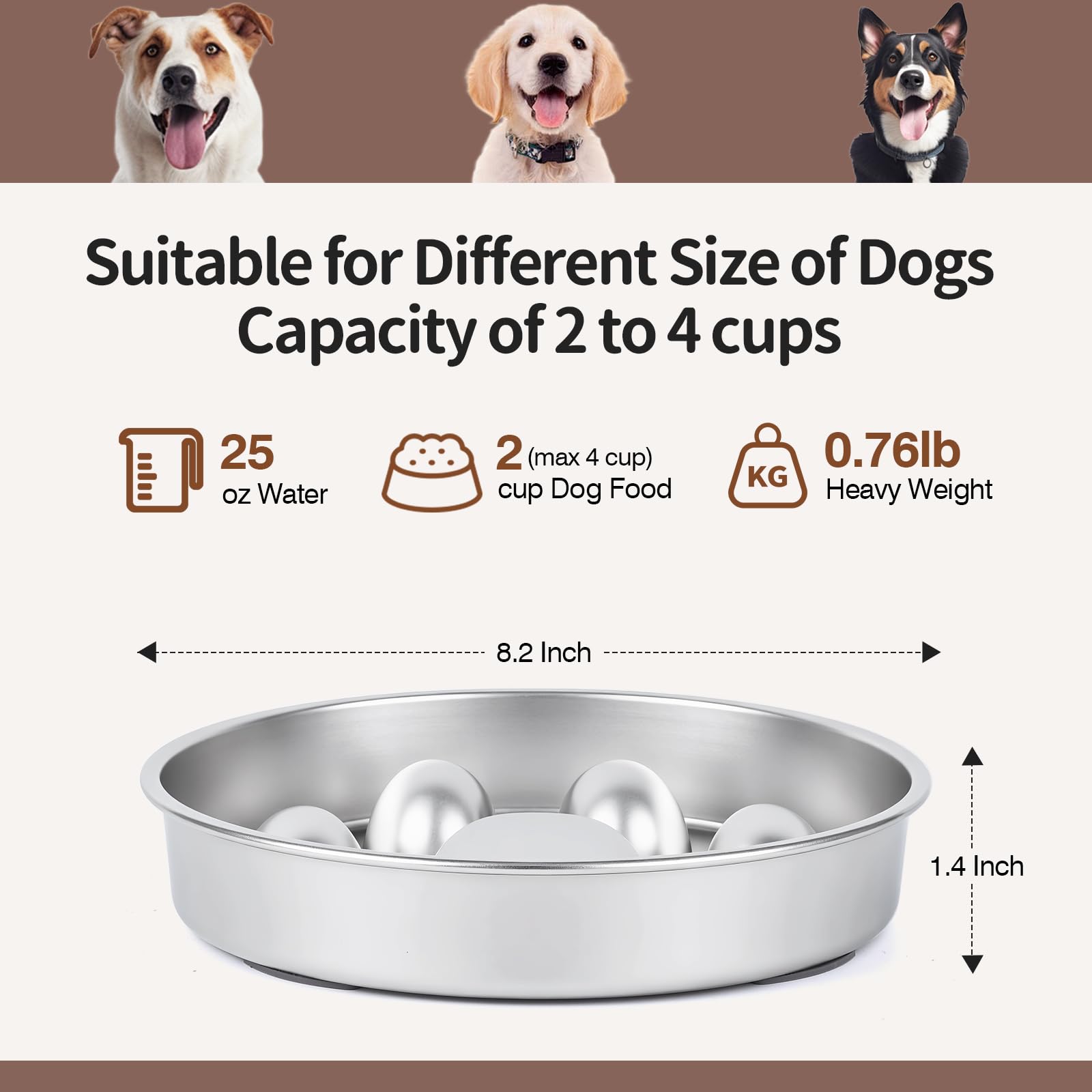 GLYVIAN stainless steel bowl closeup shows a durable, food-grade surface for varied dog diets.