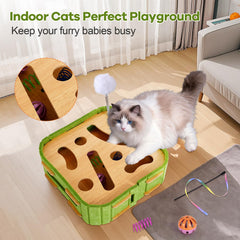 GLYVIAN wooden puzzle toy displaying hidden treats and problem-solving