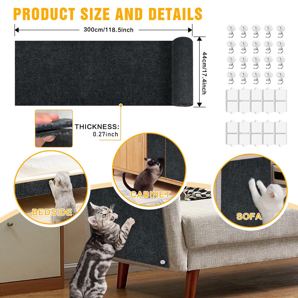 GMEZZO Cat Scratch Mat extra-large size demonstrates full sofa and edge coverage.