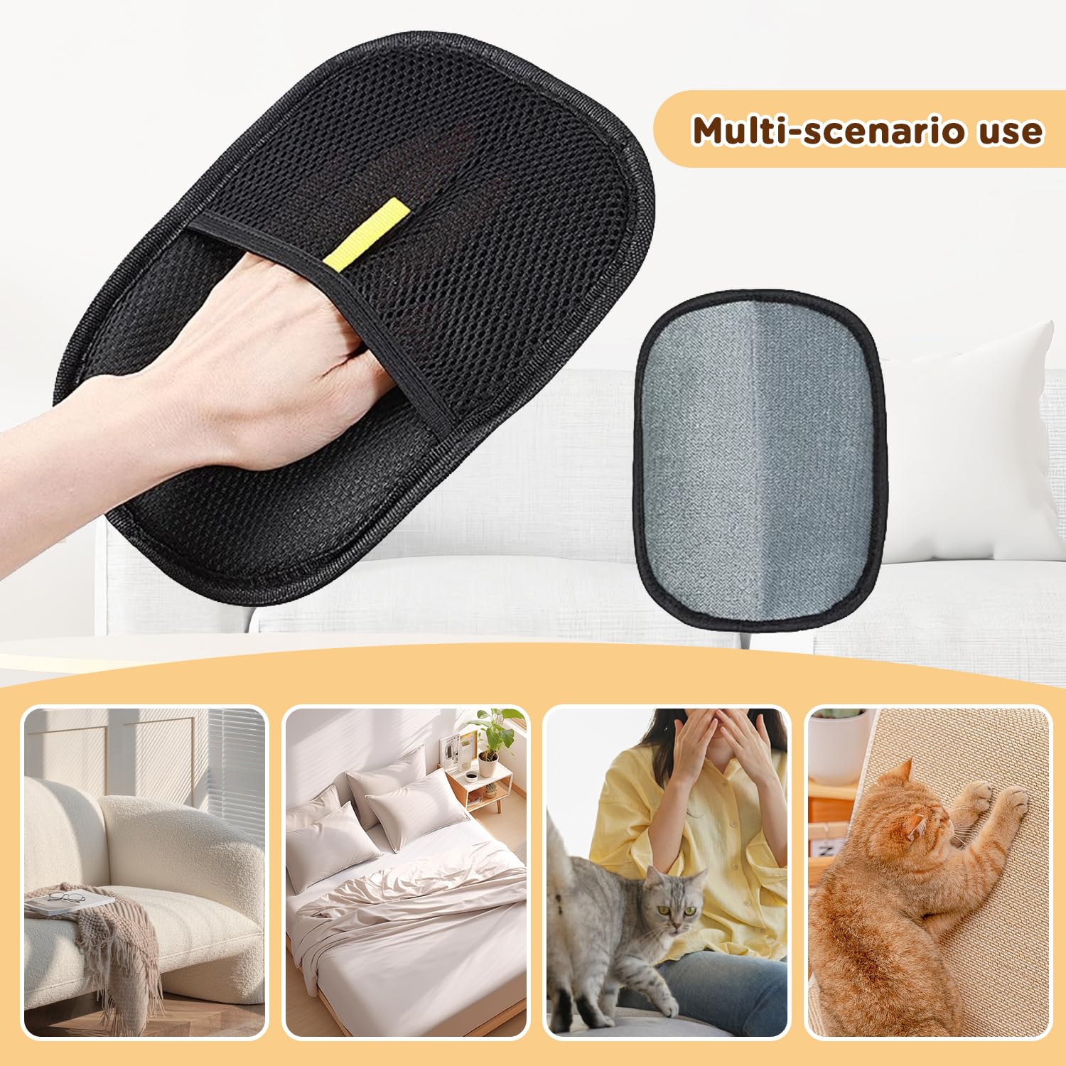 GMEZZO family uses glove during a pet-cleaning session at home