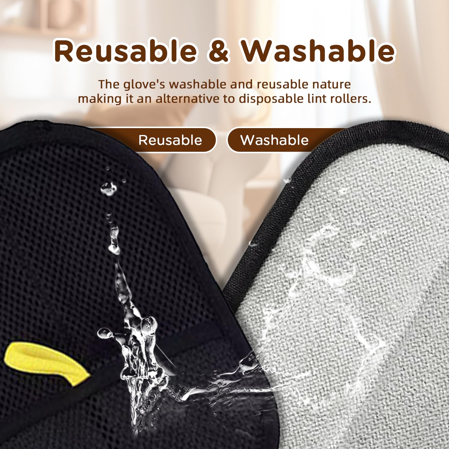 GMEZZO glove on sofa removing pet hair from upholstery