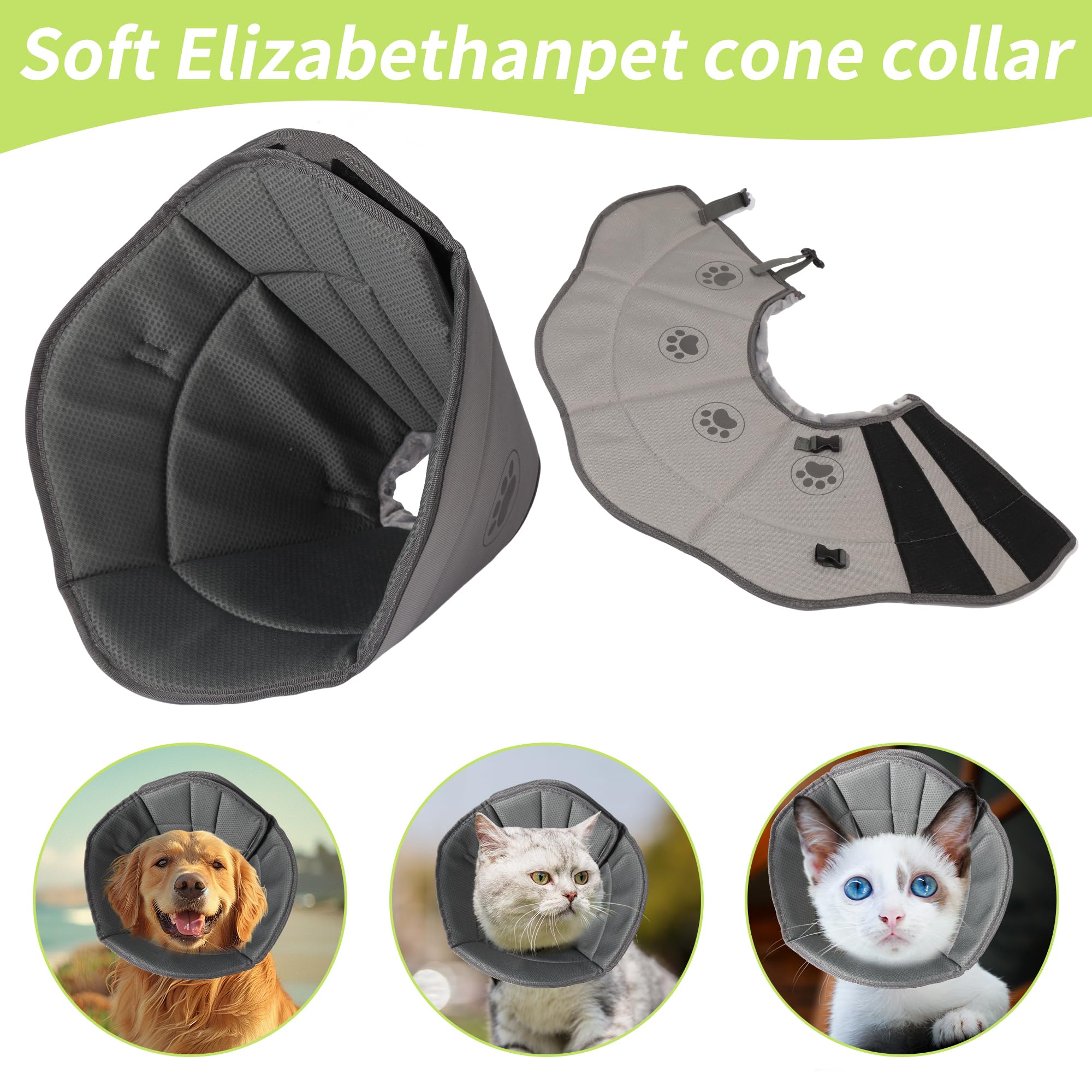 Gmkato Soft Dog Cone multiple sizes fit small to large dogs.