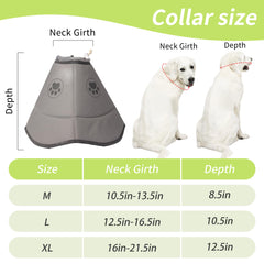 Gmkato Soft Dog Cone on dog neck with secure stay-on protection.