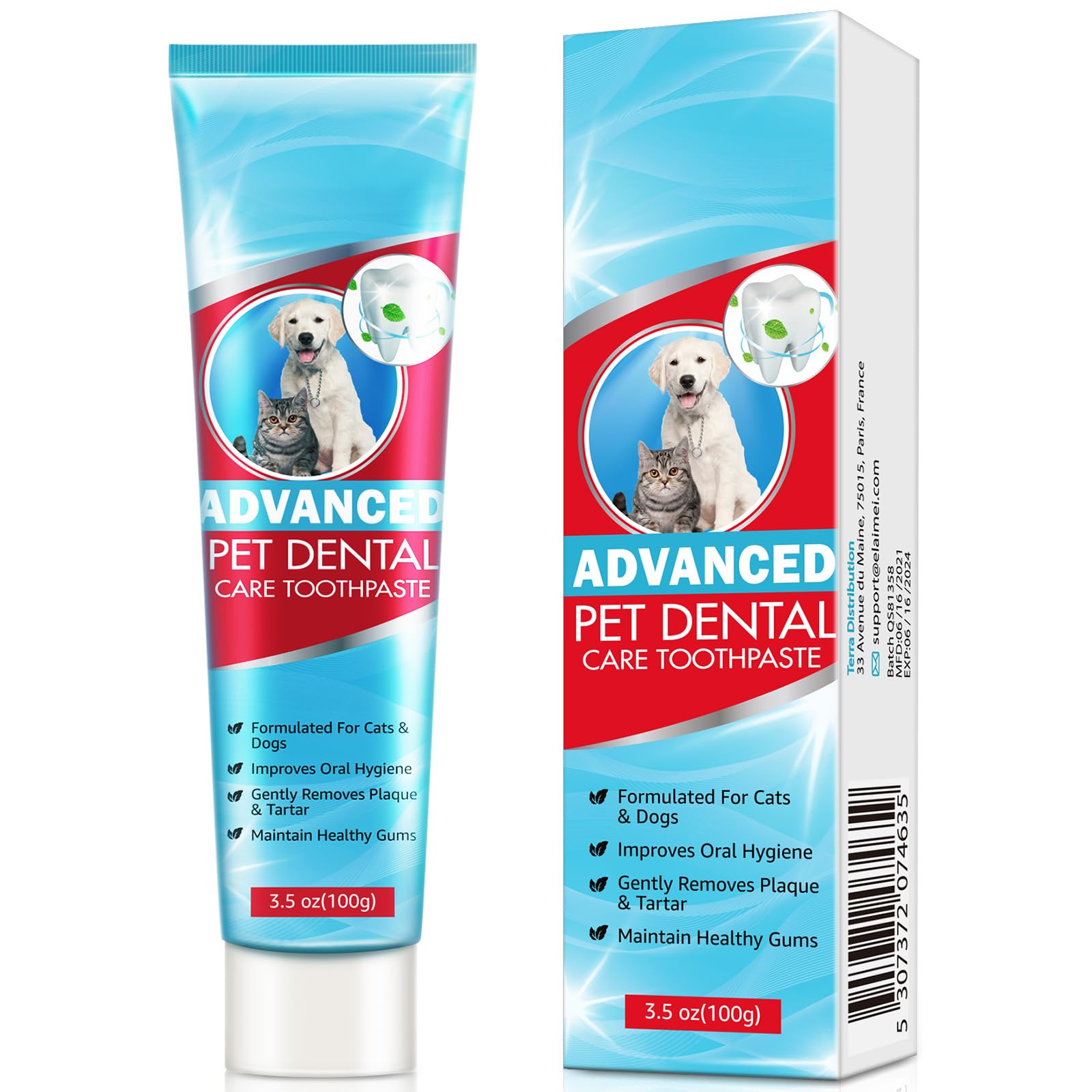 GNAPY dog toothpaste mint tube highlights natural ingredients for fresh breath.
