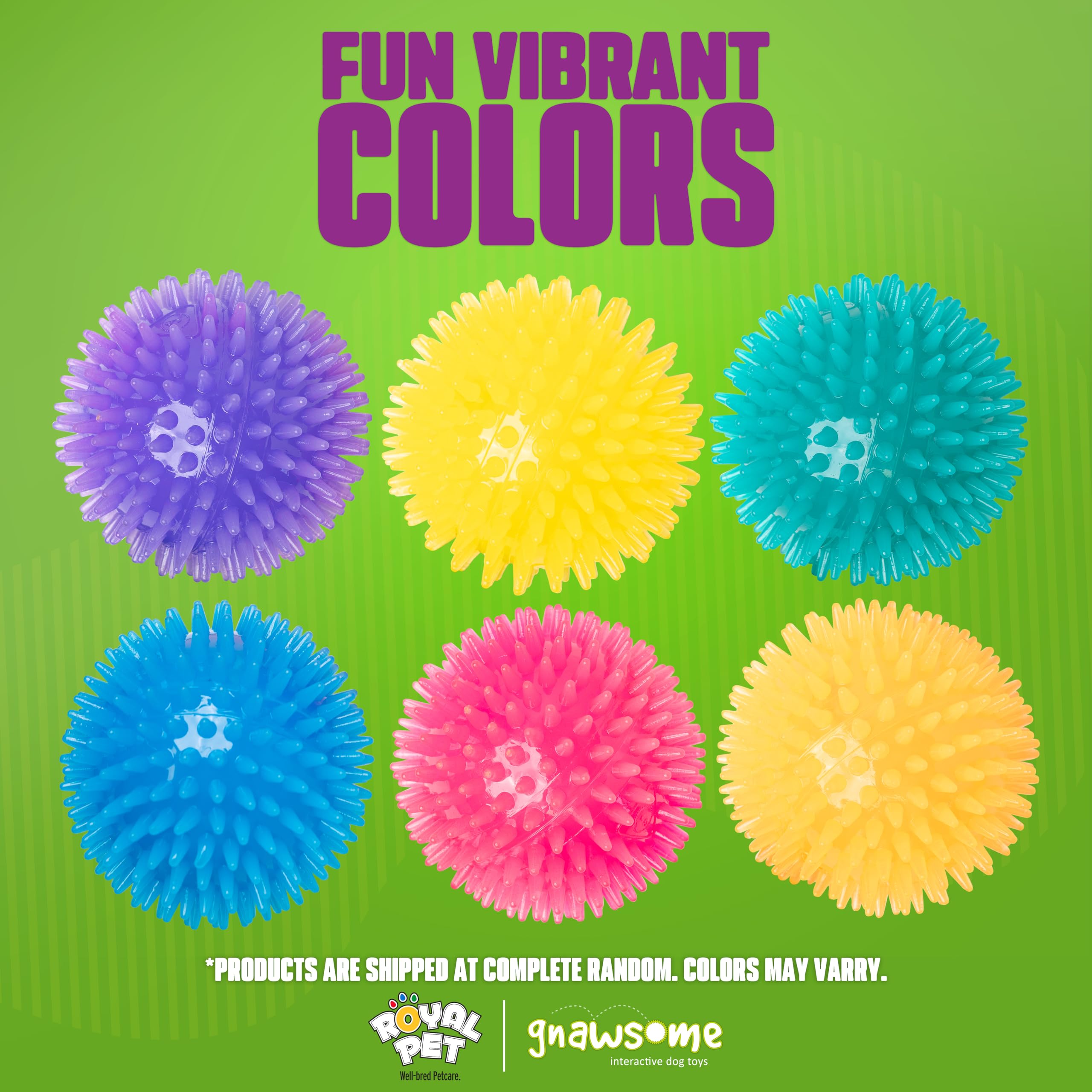 Gnawsome 3.5-inch Spiky Squeak Ball outdoor play ready for park or beach.