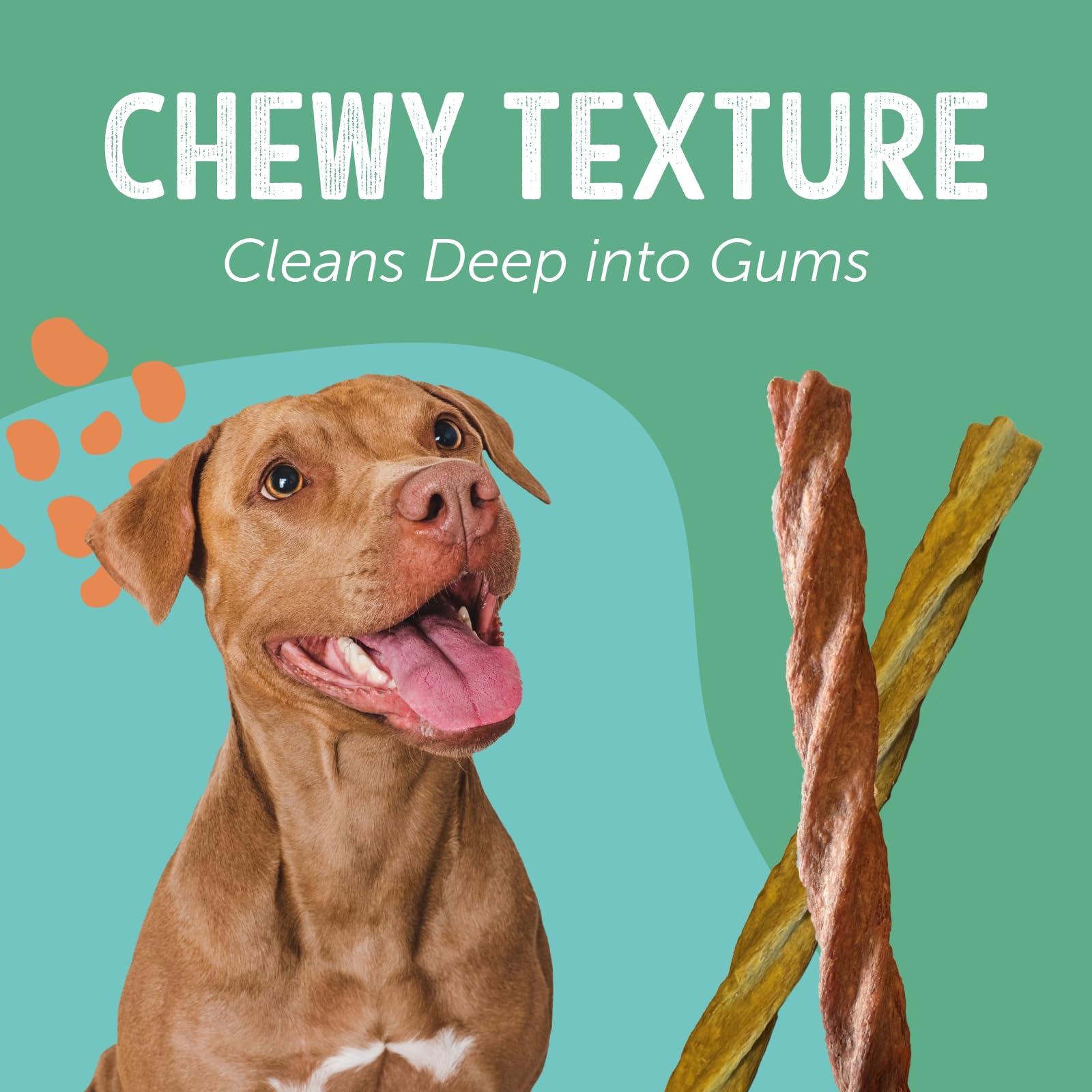 Gnawturals beef-hide texture delivers natural scrubbing action to help reduce buildup.