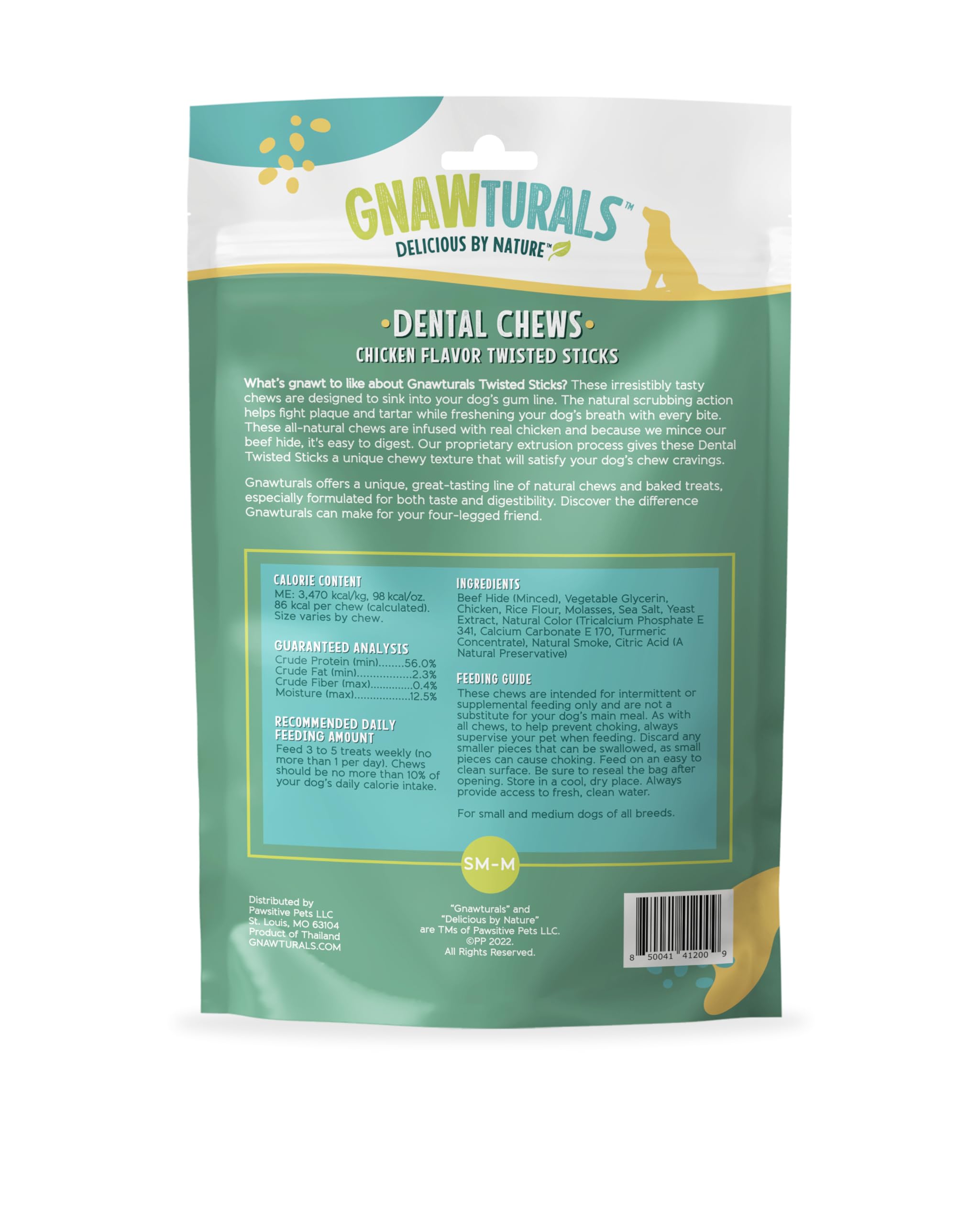 Gnawturals five sticks per pack offer convenient, intermittent dental care.