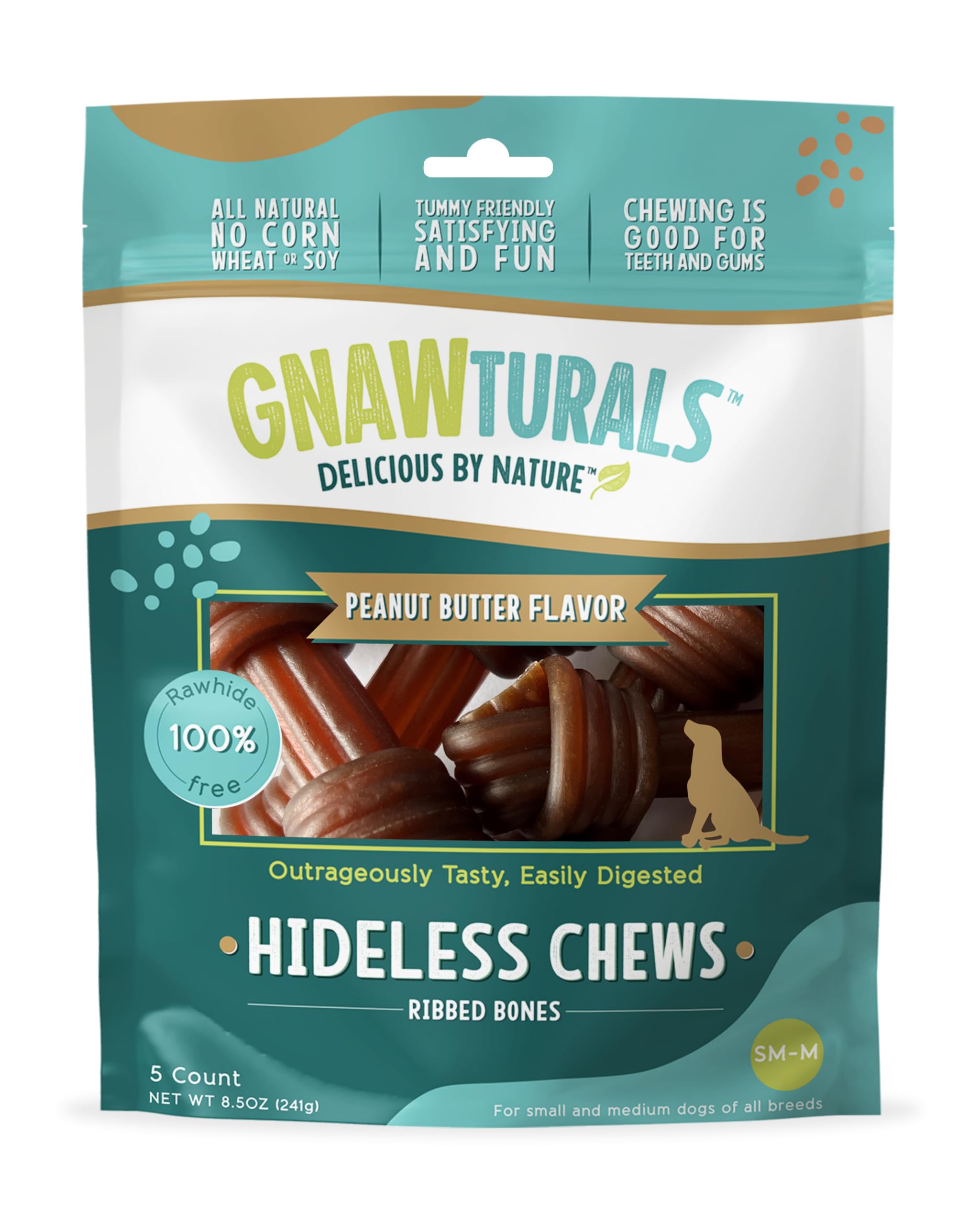 Gnawturals ribbed bones with peanut butter deliver a tasty chew for medium to large dogs