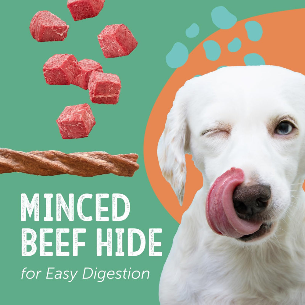 Gnawturals twisted sticks closeup shows durable chew for longer chewing sessions.