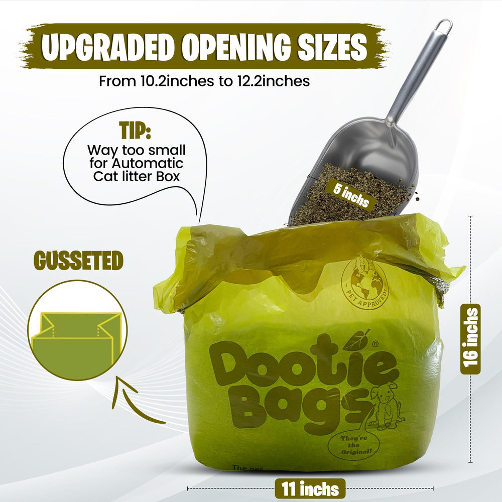 GoGo Stik Dootie Bag size 16x7x5 demonstrates ample capacity for larger waste.