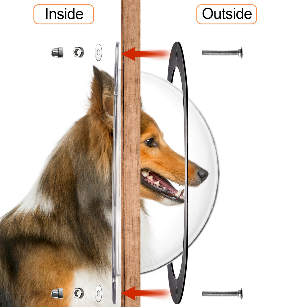 Goaste clear pet dome on fence provides unobstructed view for curious dogs