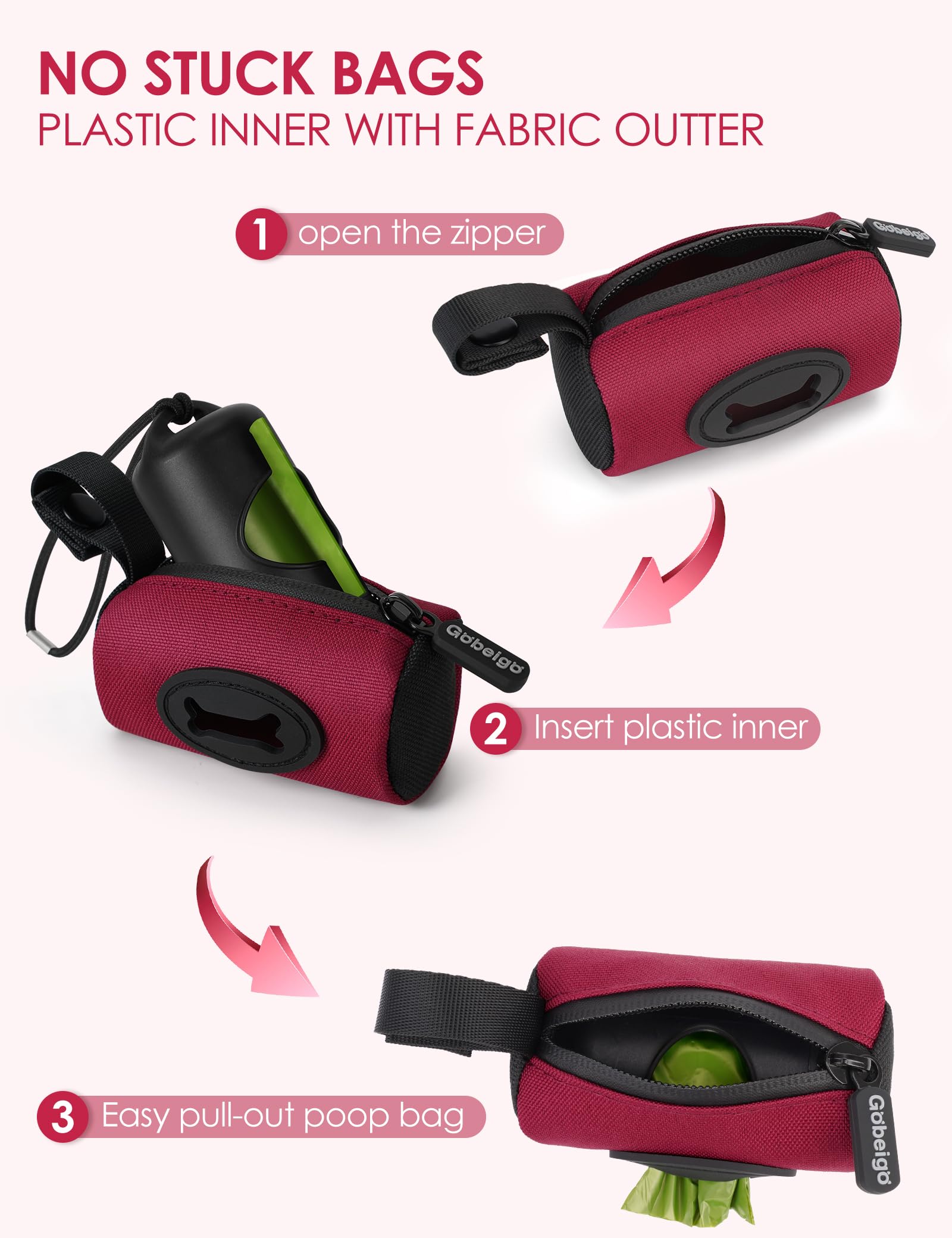 Gobeigo 2-in-1 dispenser blends plastic insert and soft fabric for smooth pulls