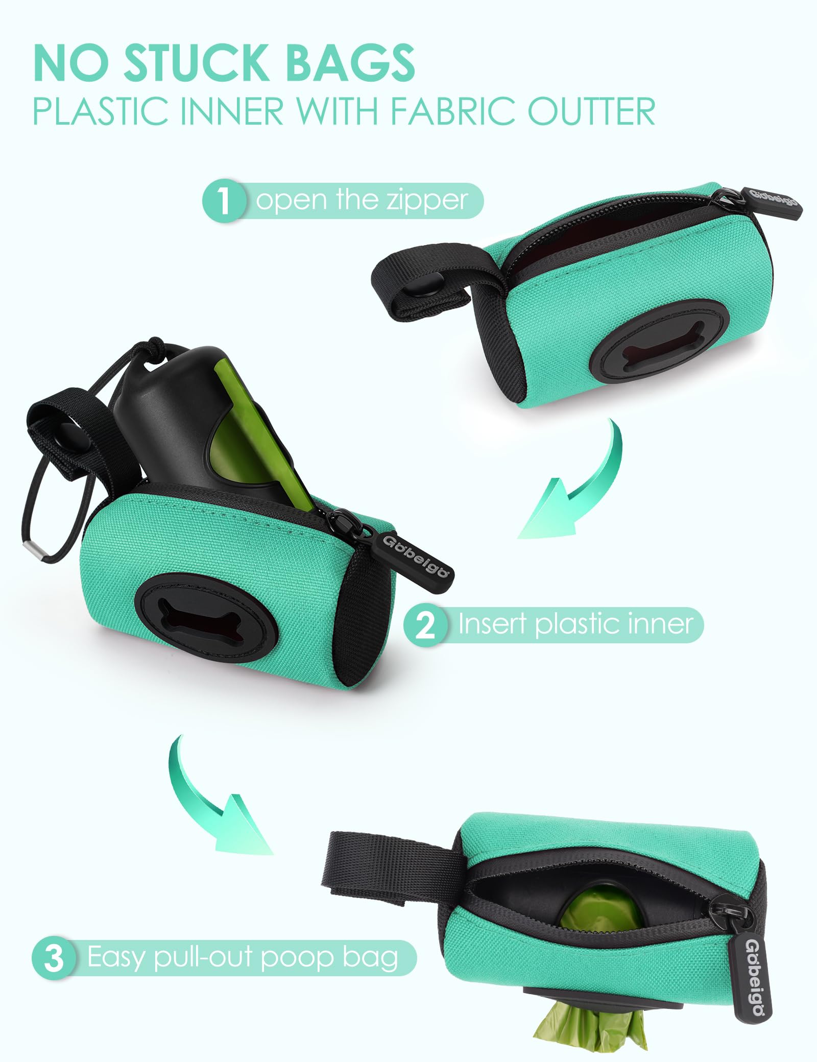 Gobeigo 2in1 bag holder plastic and fabric design for durability and quiet use