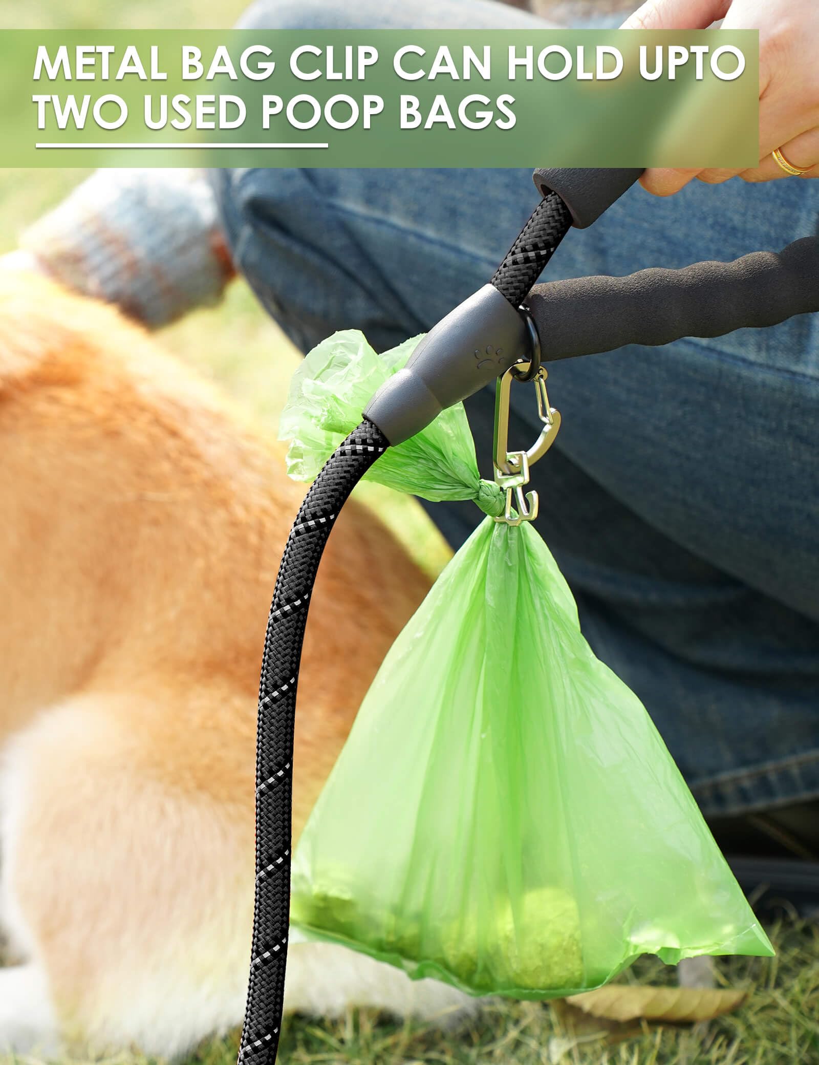 Gobeigo black poop bag holder ready for everyday dog walks.