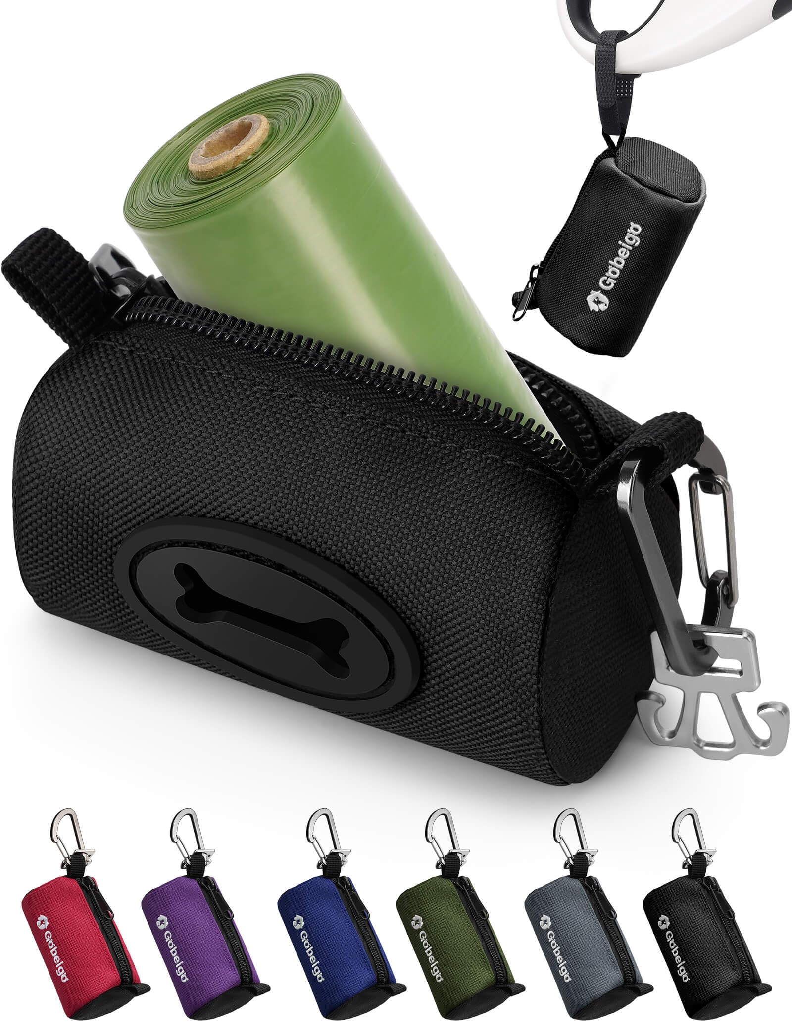 Gobeigo poop bag holder with bone opening for easy bag pull.