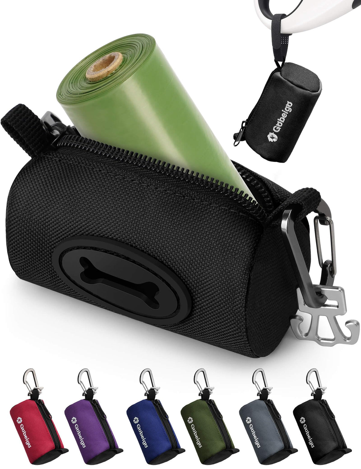 Gobeigo poop bag holder with bone opening for easy bag pull.
