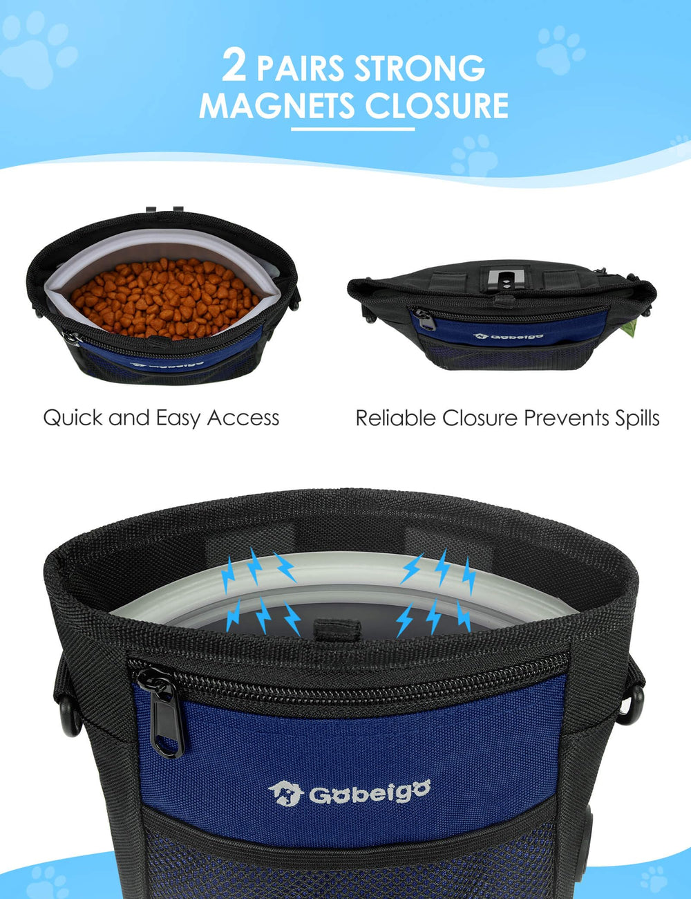 Gobeigo dog treat pouch with 4-cup capacity holds plenty of treats.