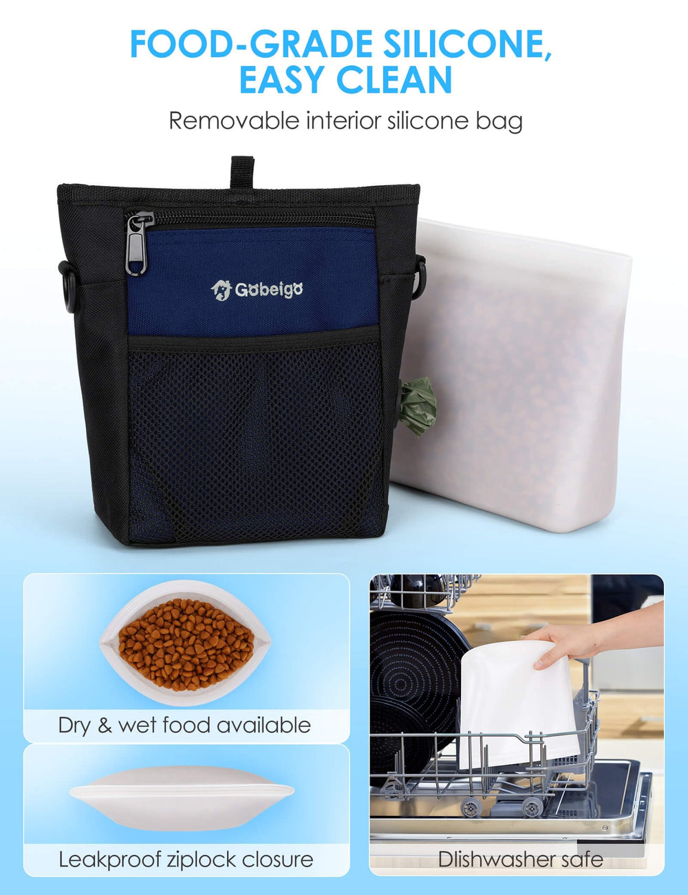Gobeigo dog treat pouch front pocket phone fits securely for quick access.