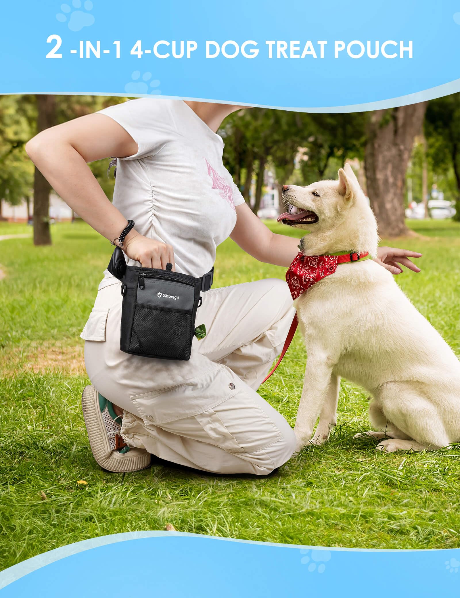 Gobeigo 4-cup capacity shows ample space for treats and small essentials