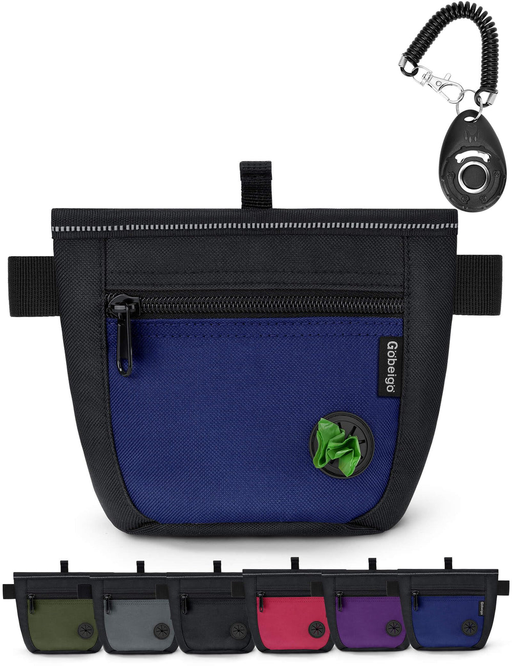 Gobeigo dog treat pouch with upgraded magnetic closure preventing spills during strolls.