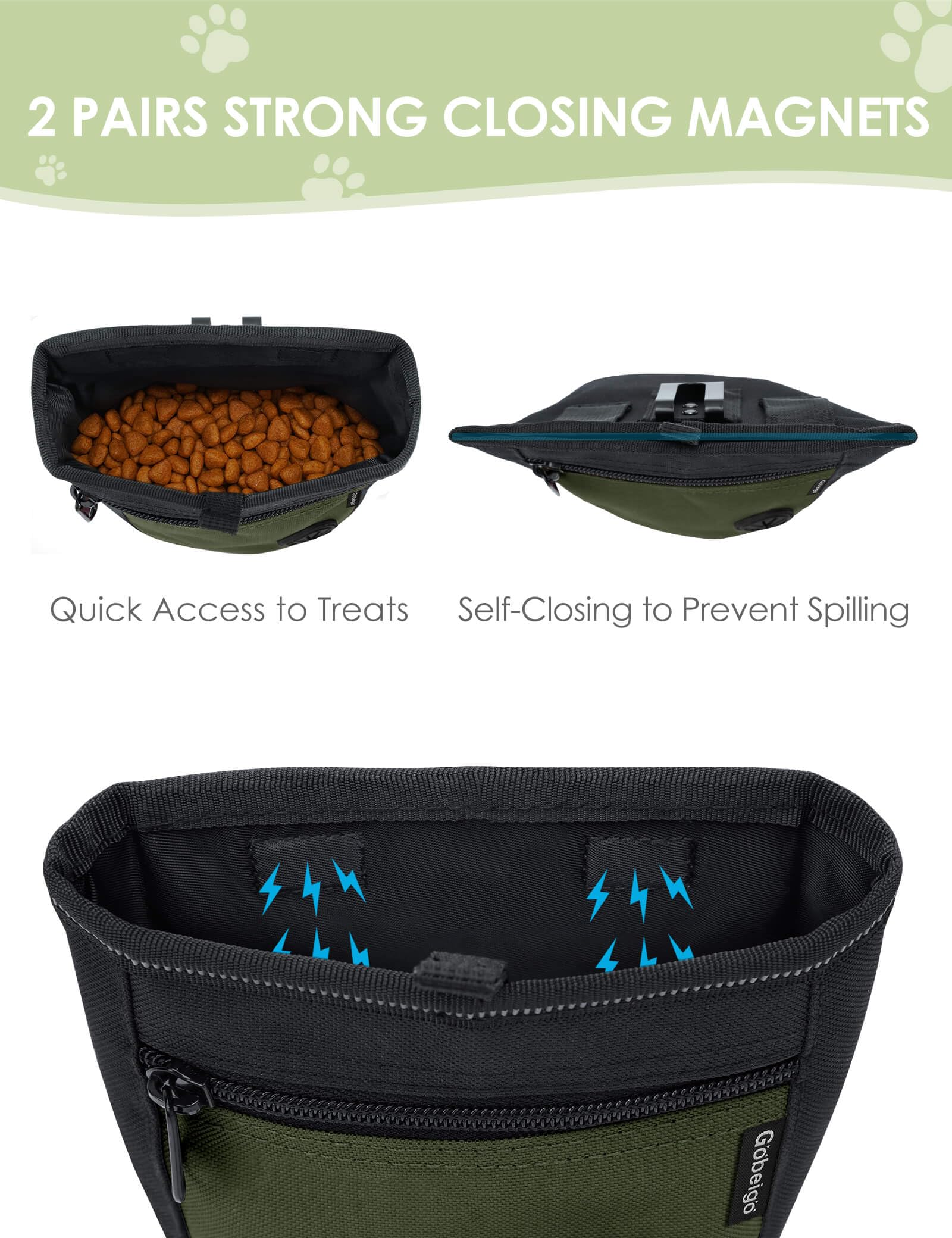 Gobeigo dog treat pouch poop bag dispenser pocket ready for walks
