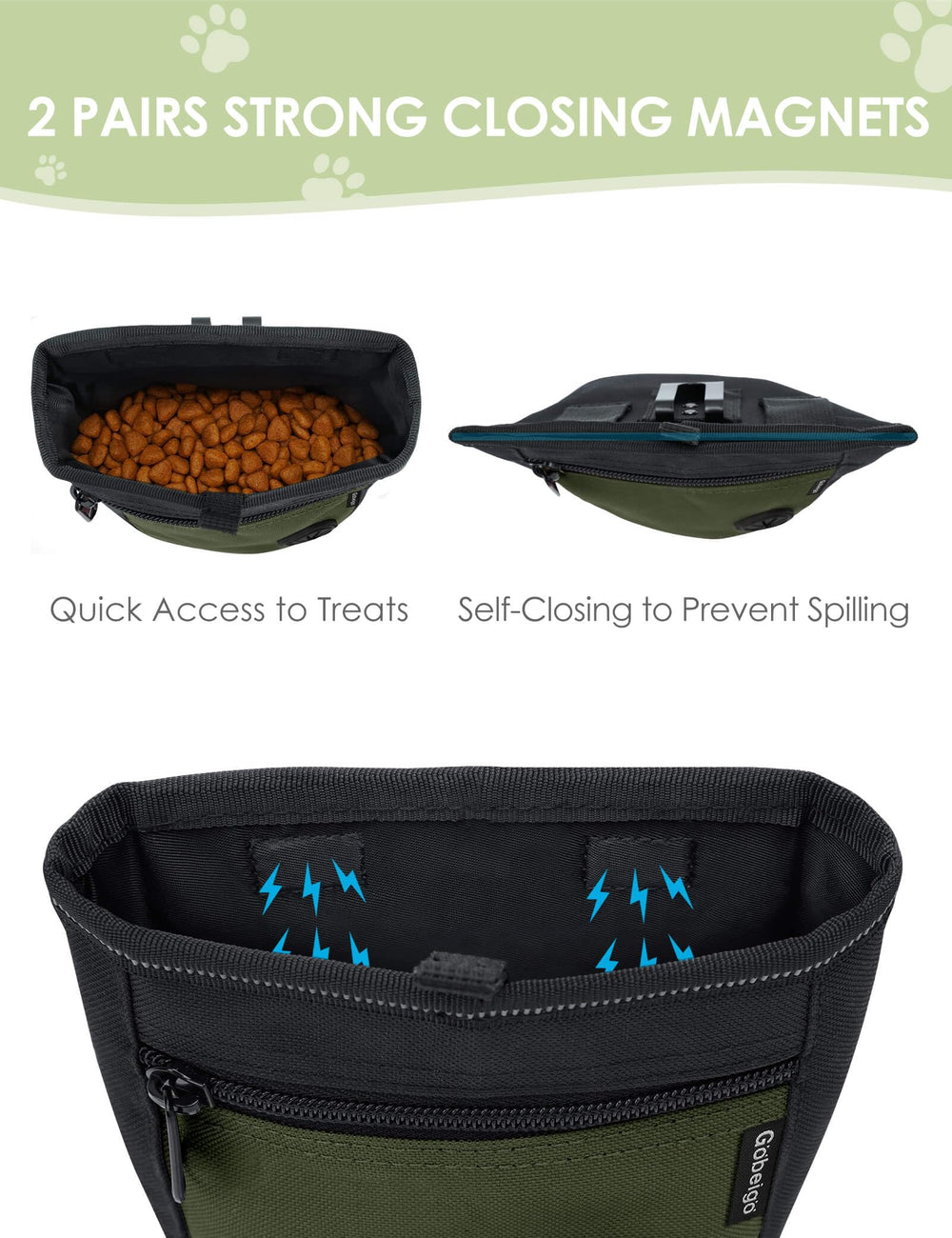 Gobeigo dog treat pouch poop bag dispenser pocket ready for walks