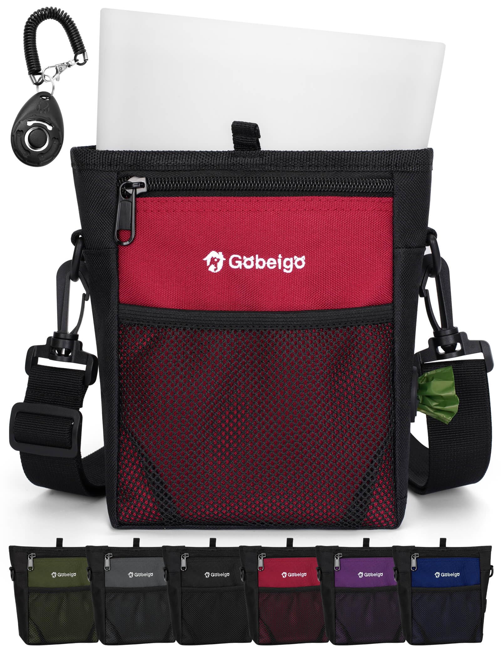 Gobeigo dog treat pouch with silicone bag front view keeps treats fresh on walks