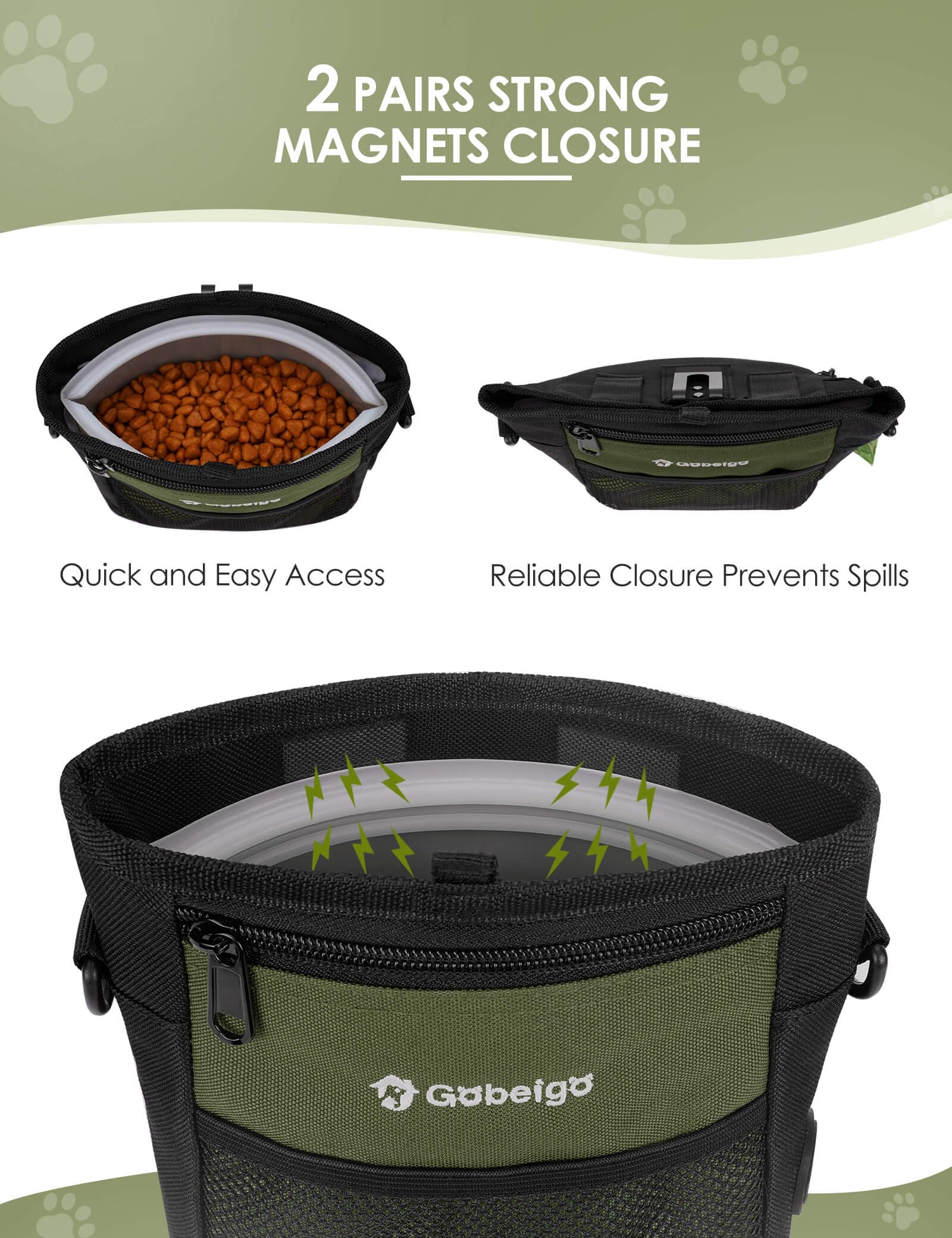 Gobeigo upgraded magnet closure prevents spills during movement.